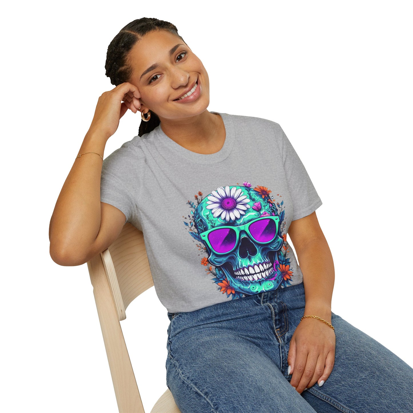 Vibrant Skull Graphic Tee, Edgy Unisex T-Shirt, Festival Wear, Vintage Inspired Tops, Halloween Must-Have, Cool Casual Style
