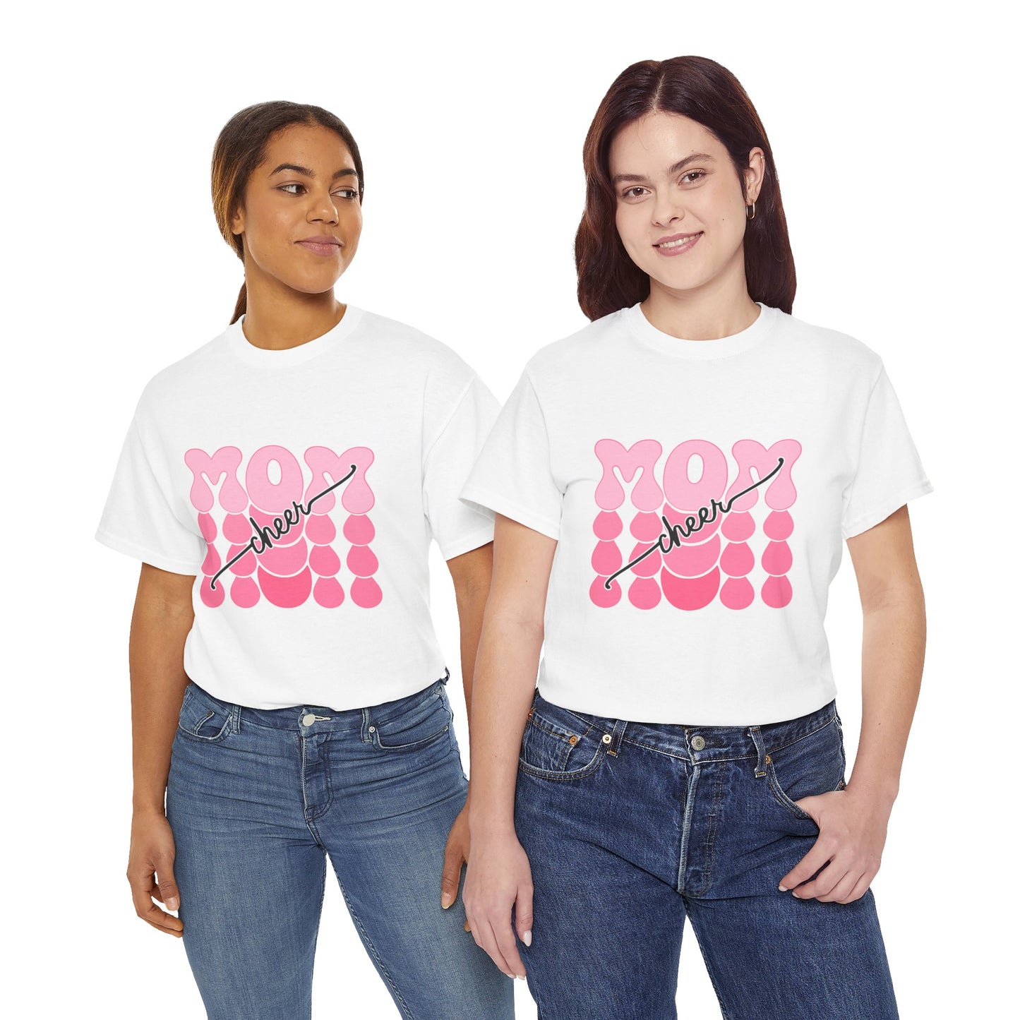 MOM Cheer – Pink Bubble Letter Spirit Tee