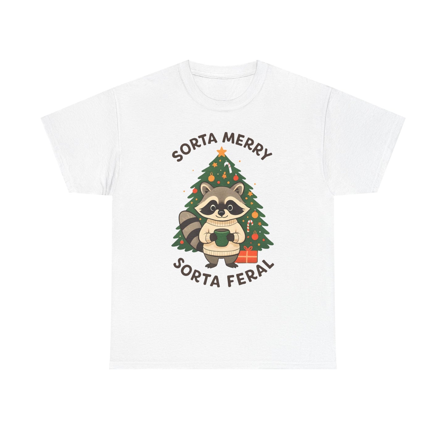 Sorta Merry Sorta Feral Raccoon Christmas Tee