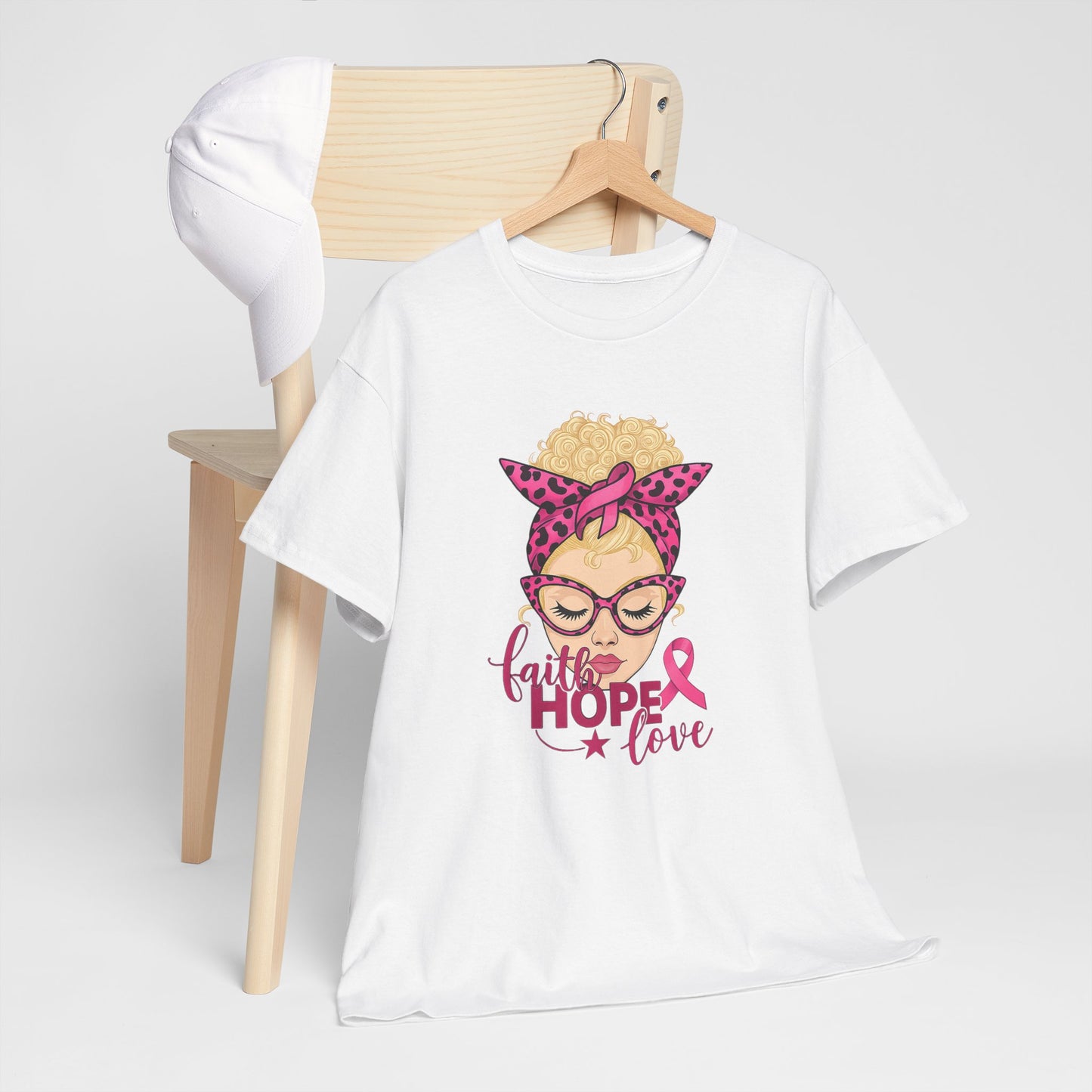 Hope Love Pink Ribbon Tee - Breast Cancer Awareness
