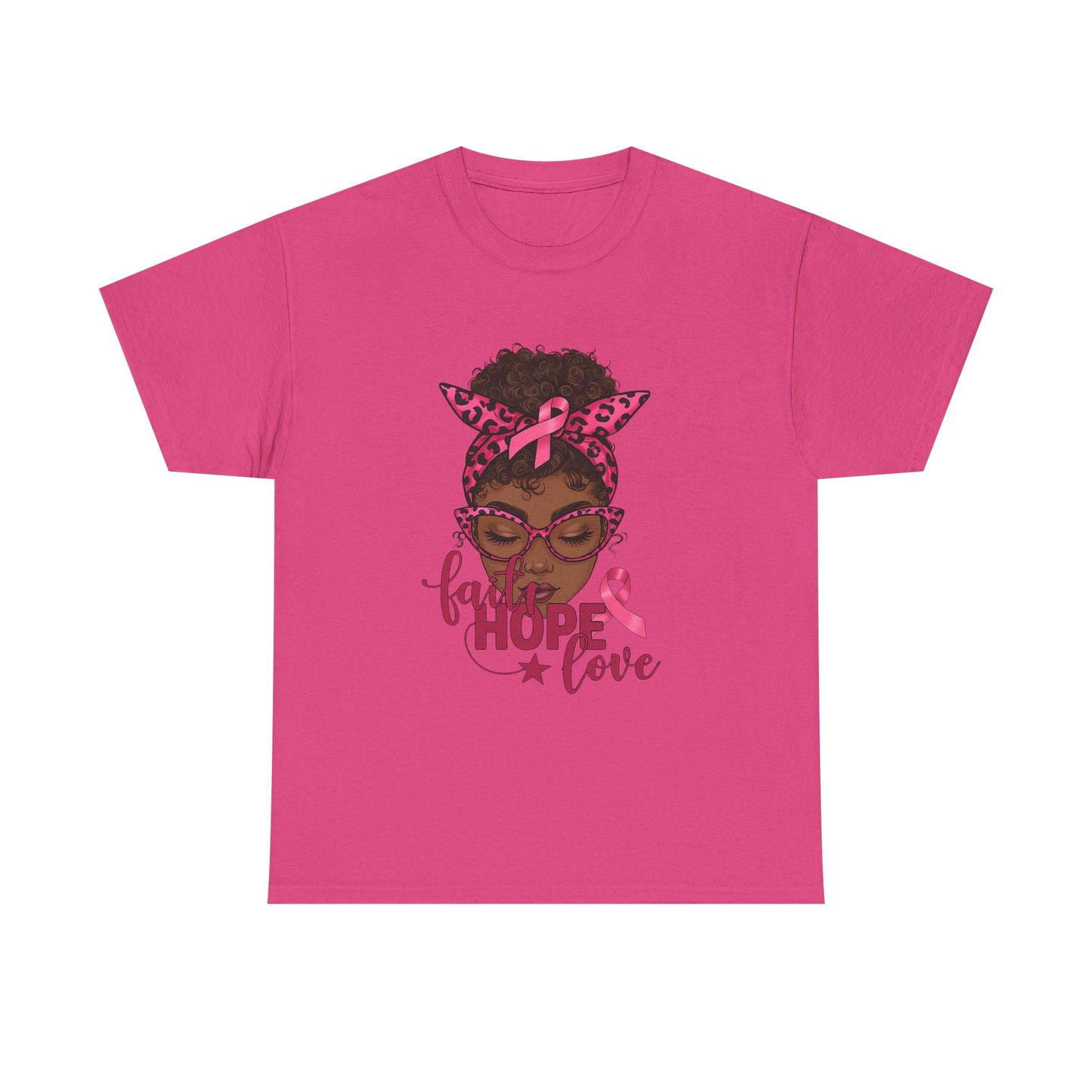 Hope Love Faith Black Woman Pink Ribbon Tee