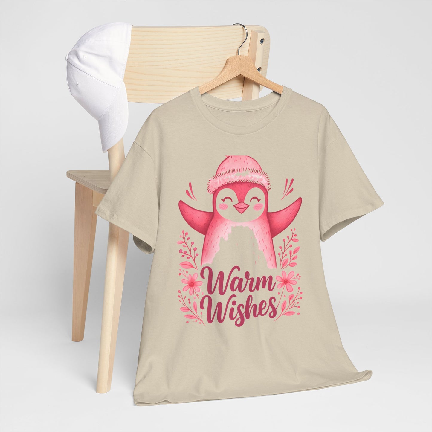 Warm Wishes Pink Penguin Tee - Holiday Tee
