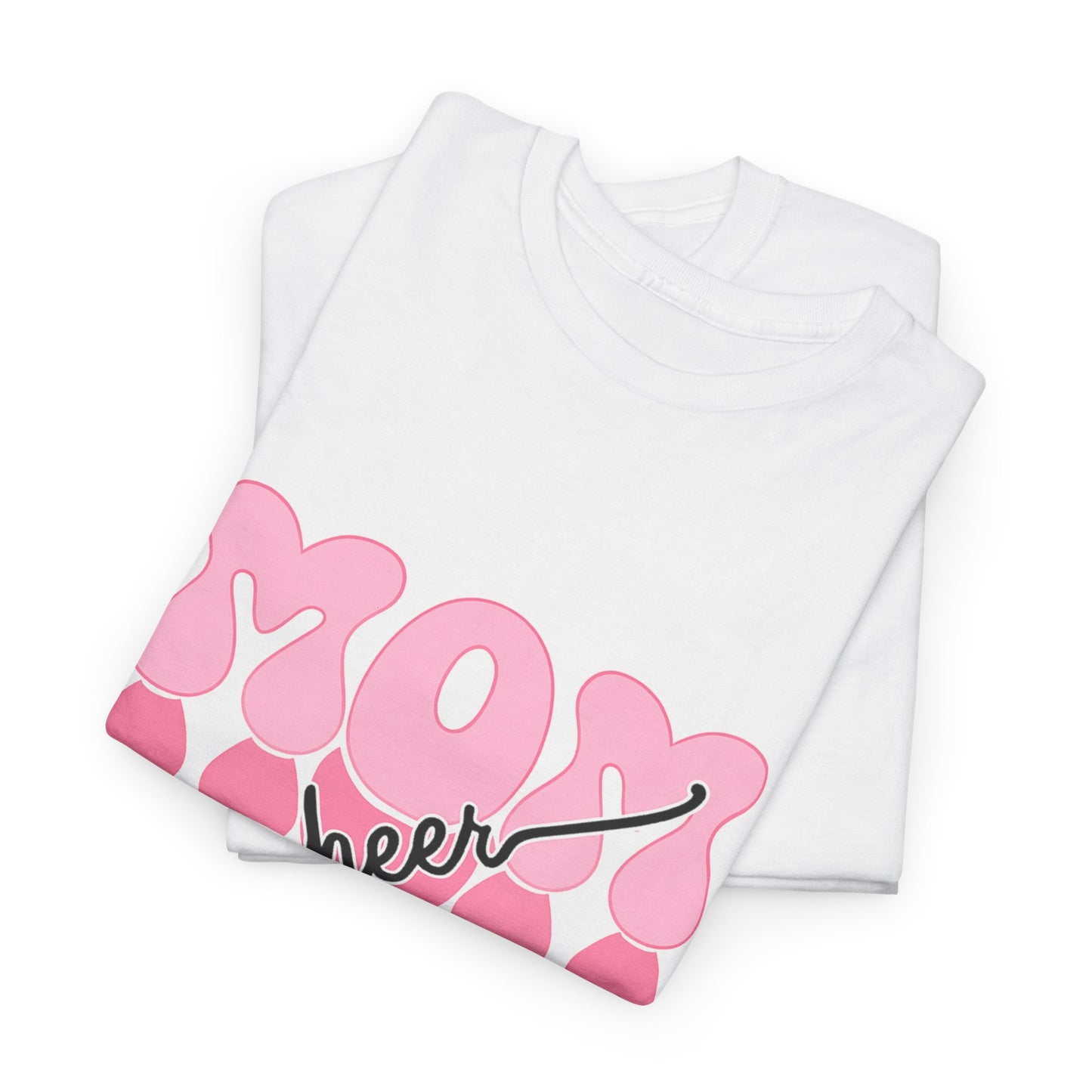 MOM Cheer – Pink Bubble Letter Spirit Tee