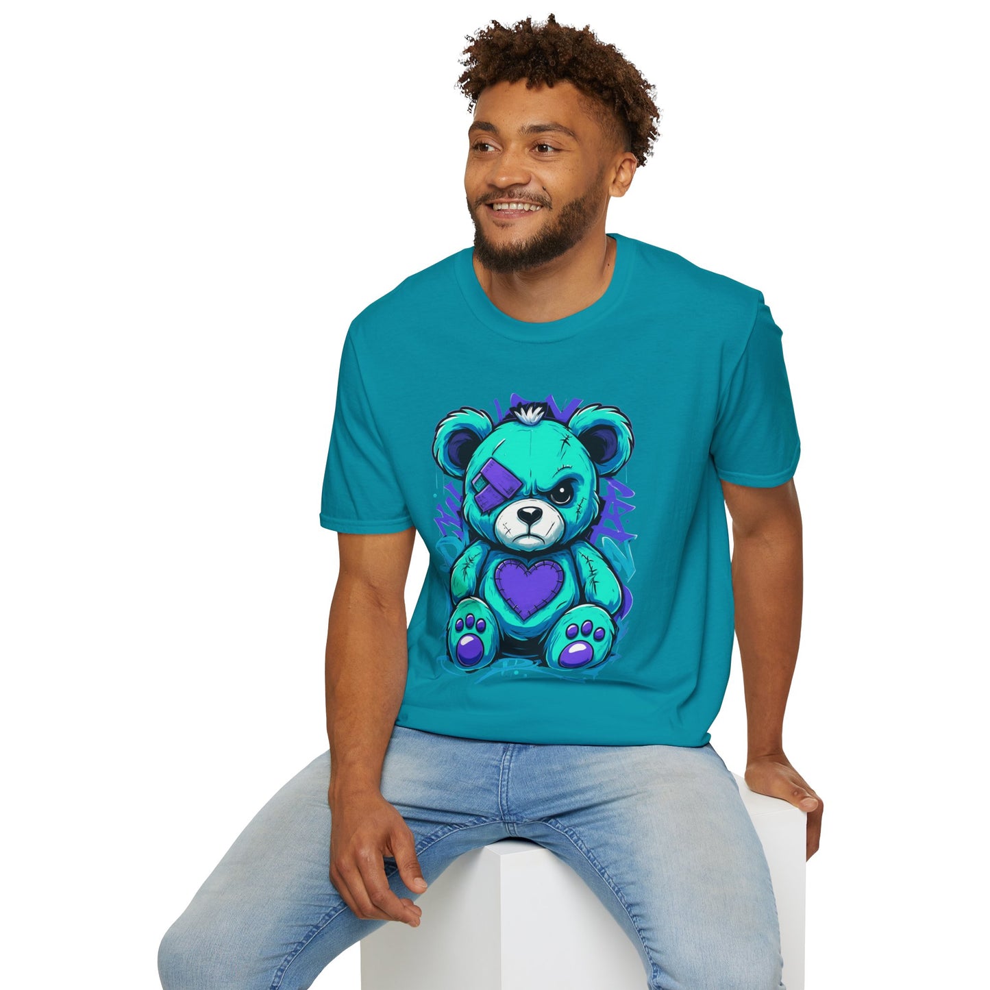 Adorable Grumpy Bear Unisex Softstyle T-Shirt | Cute Graphic Tee, Casual Wear, Gift for Animal Lovers, Birthday Present, Fun Fashion
