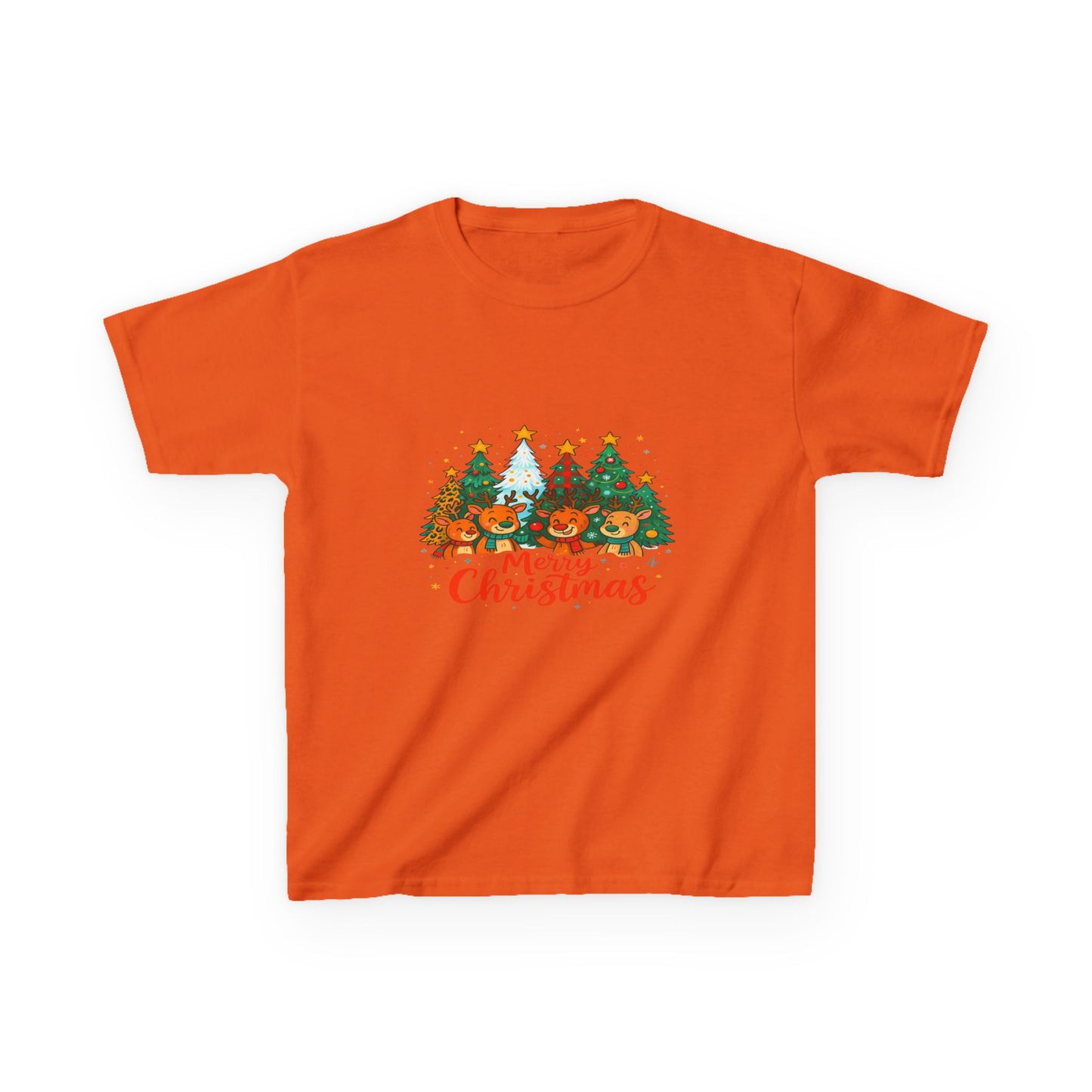 Merry Christmas Reindeer & Dino Trees Kids Tee