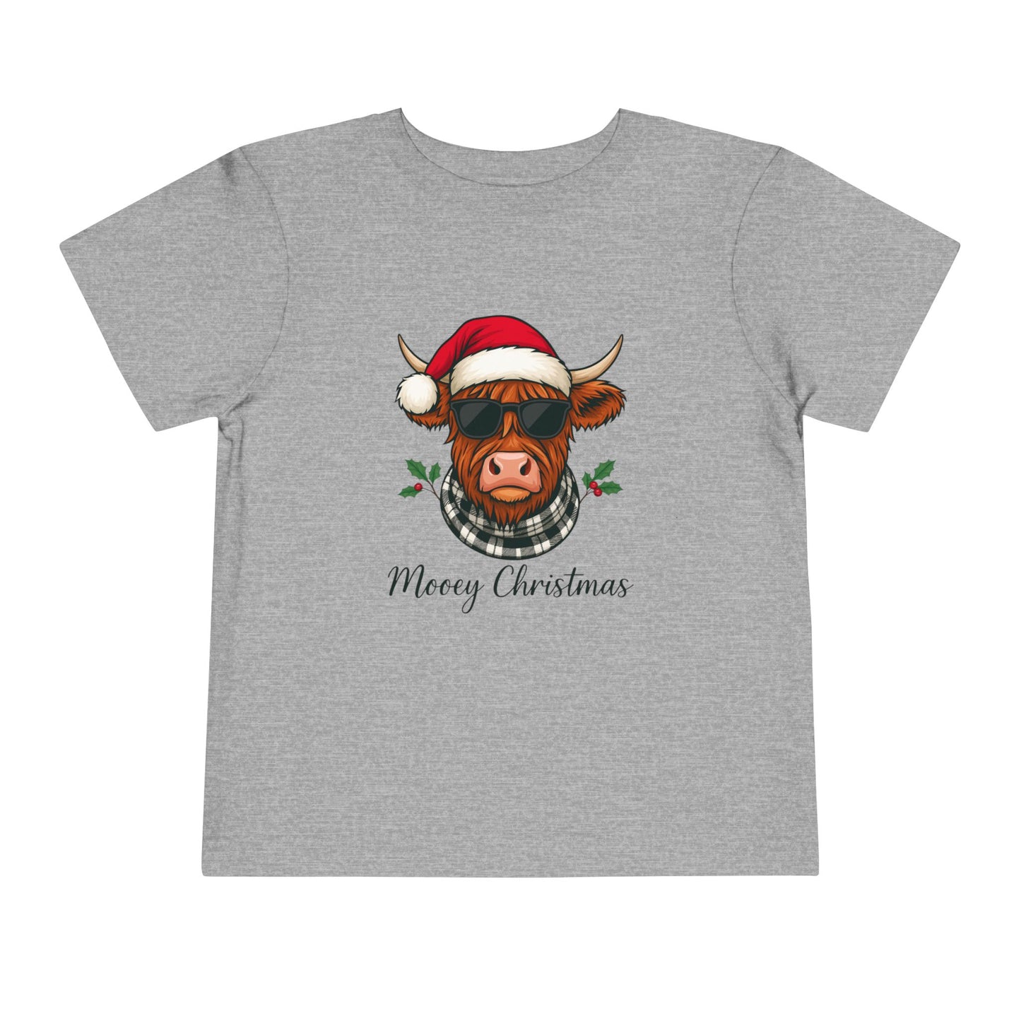 Mooey Christmas Highland Cow Toddler Tee