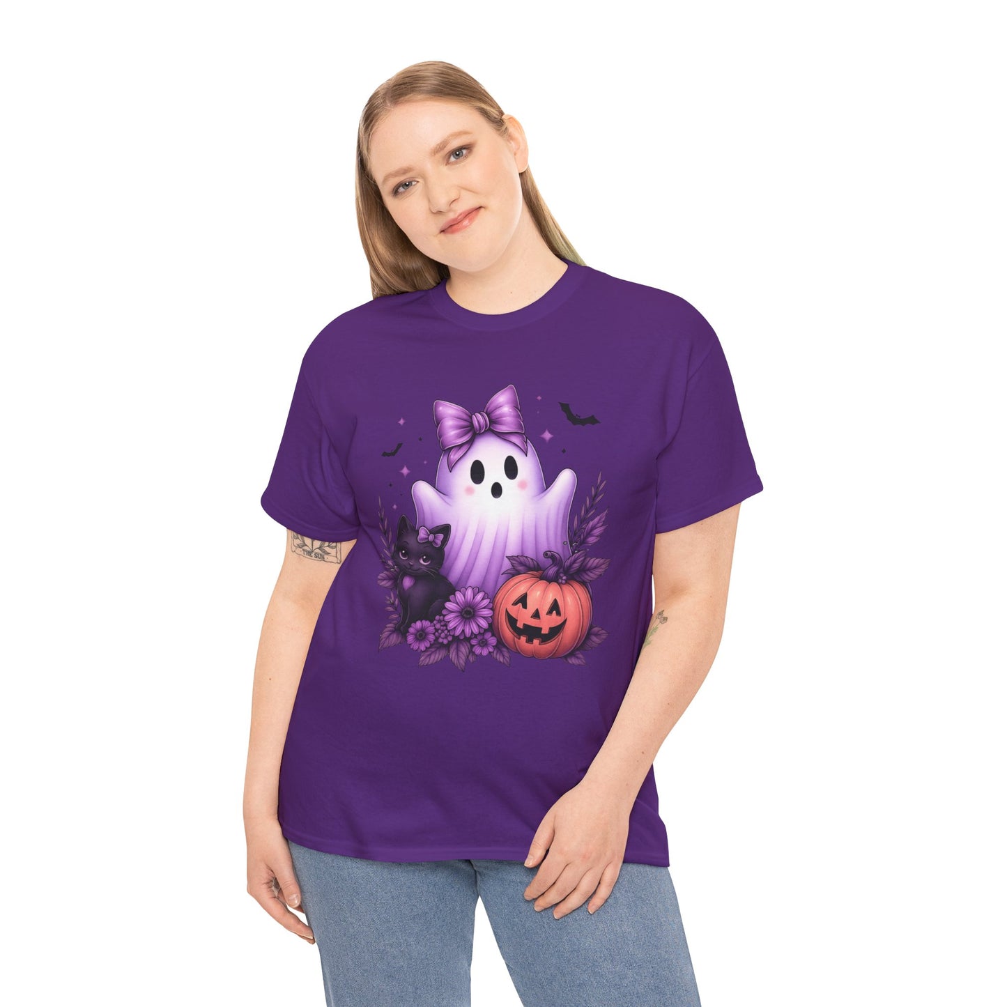 Pastel Halloween Ghost Cat Tee
