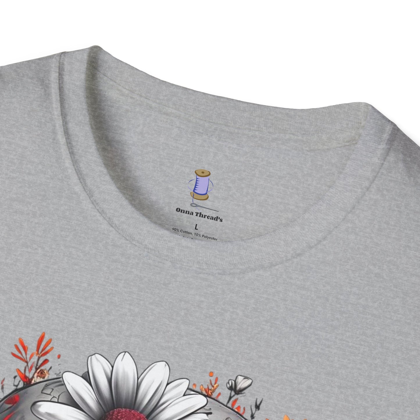 Skull & Flower Graphic T-Shirt, Unisex Casual Tee, Edgy Fashion Wear, Festival Outfit, Gift for Halloween & Day of the Dead