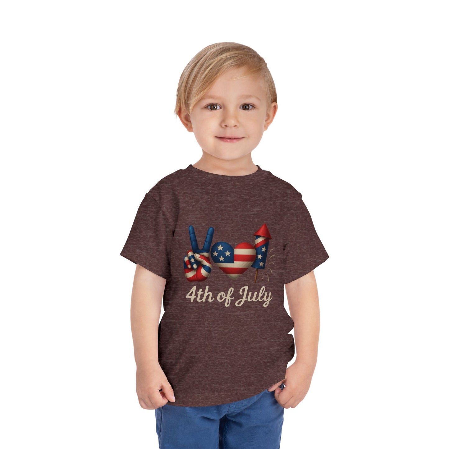 4th of July Peace & Heart Tee: Patriotic Toddler Shirt