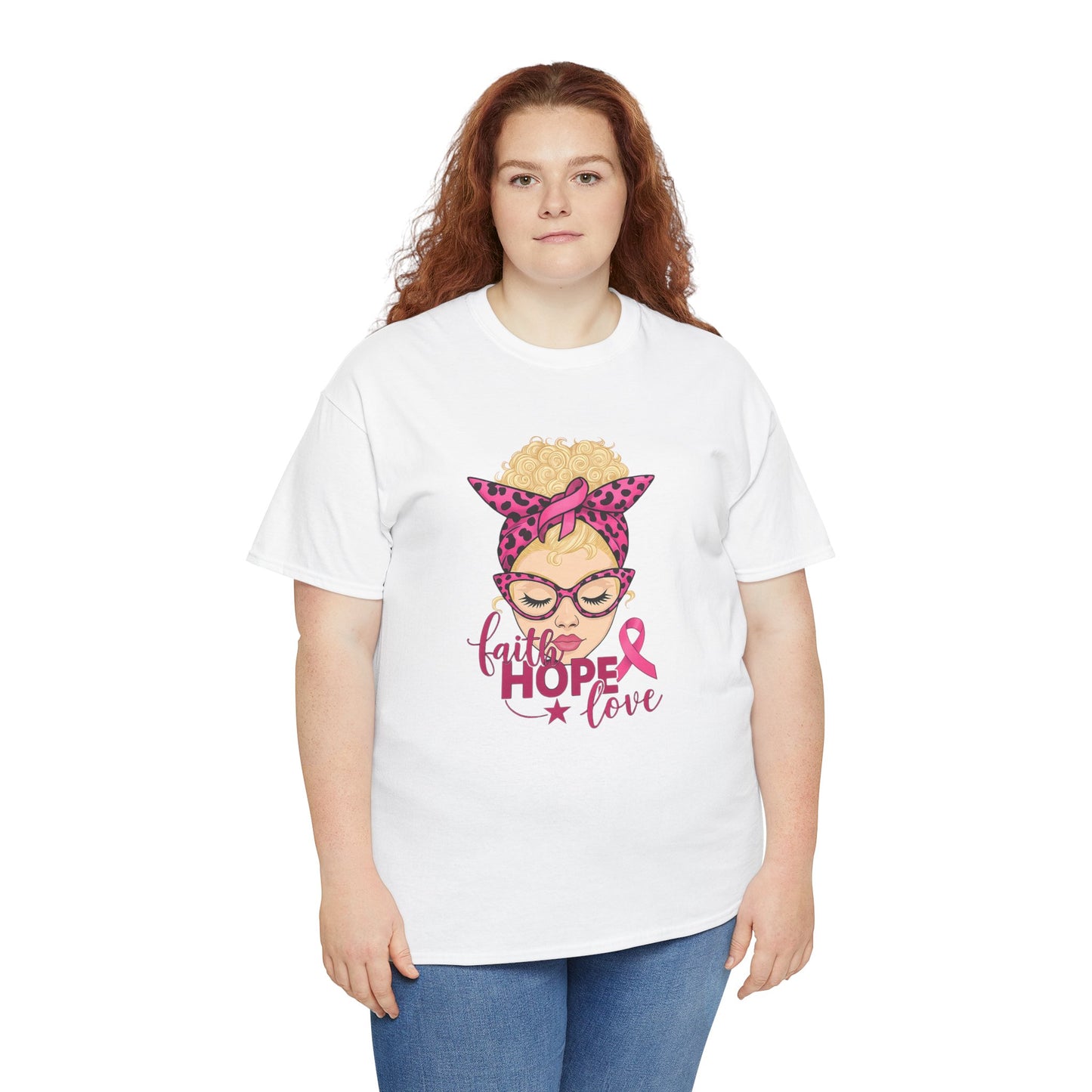 Hope Love Pink Ribbon Tee - Breast Cancer Awareness