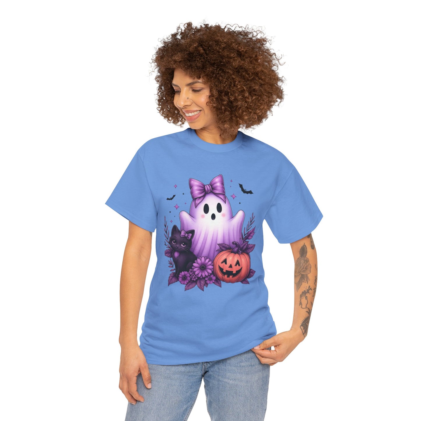 Pastel Halloween Ghost Cat Tee