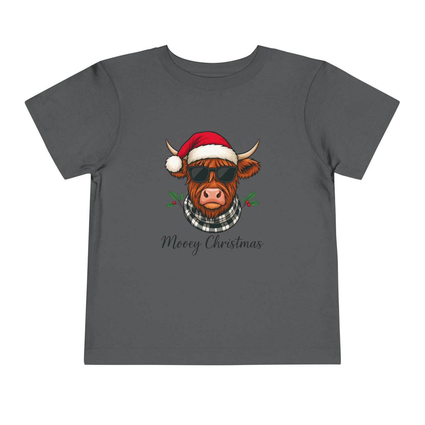 Mooey Christmas Highland Cow Toddler Tee