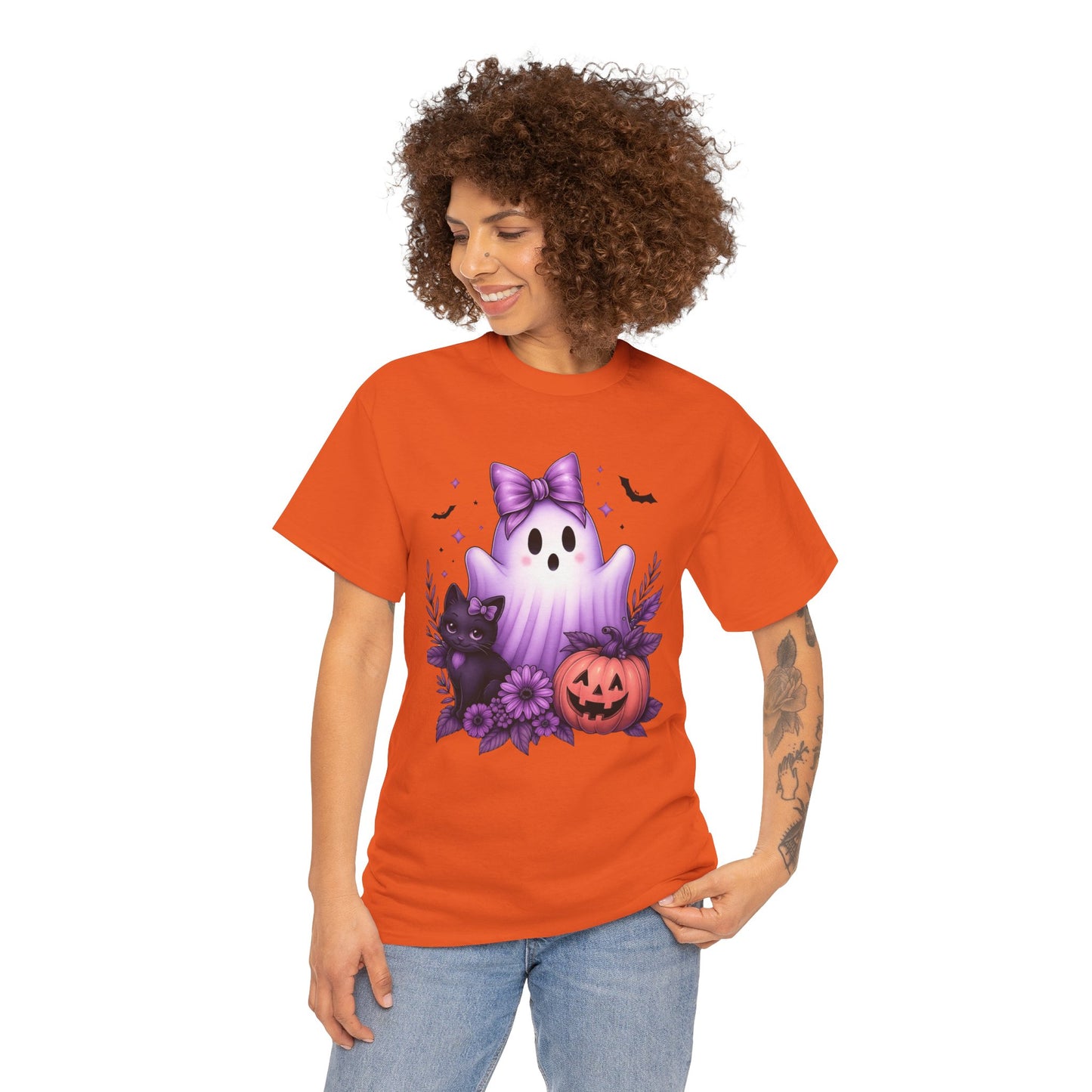 Pastel Halloween Ghost Cat Tee