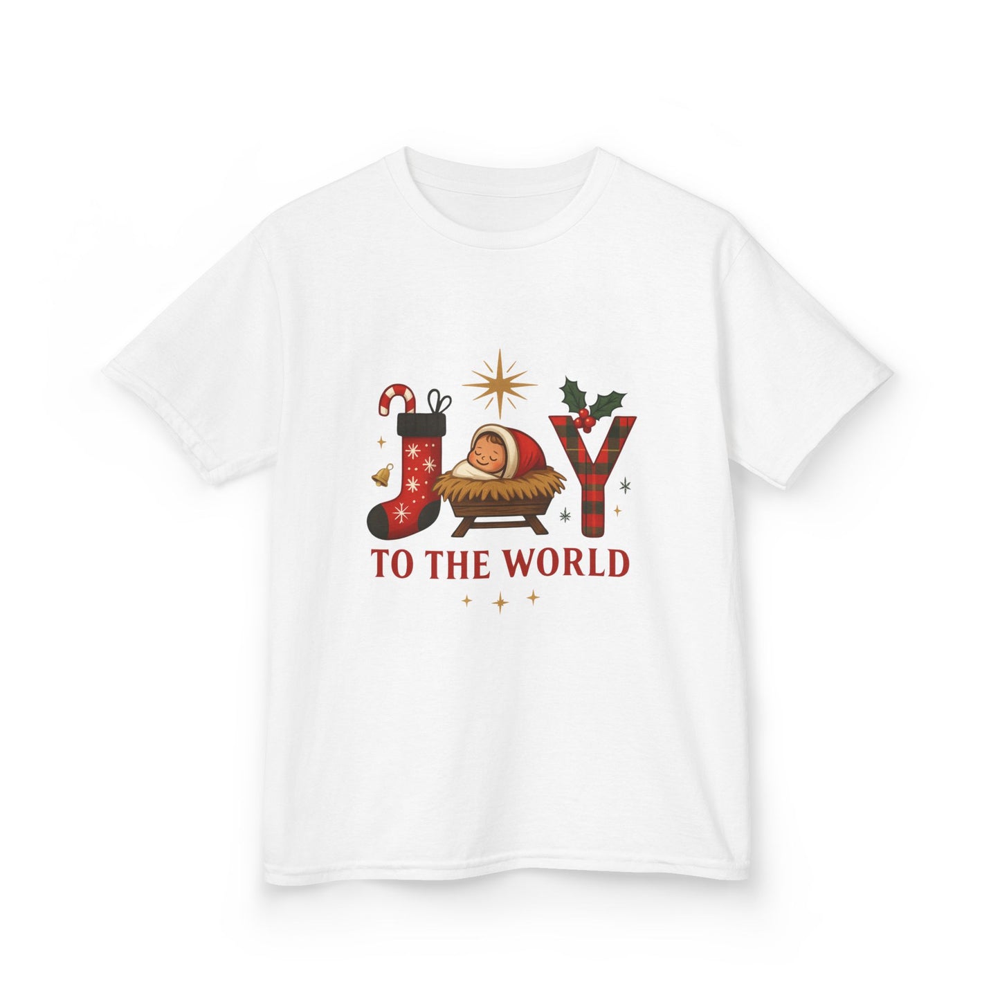Joy to the World Dino Christmas Kids Tee