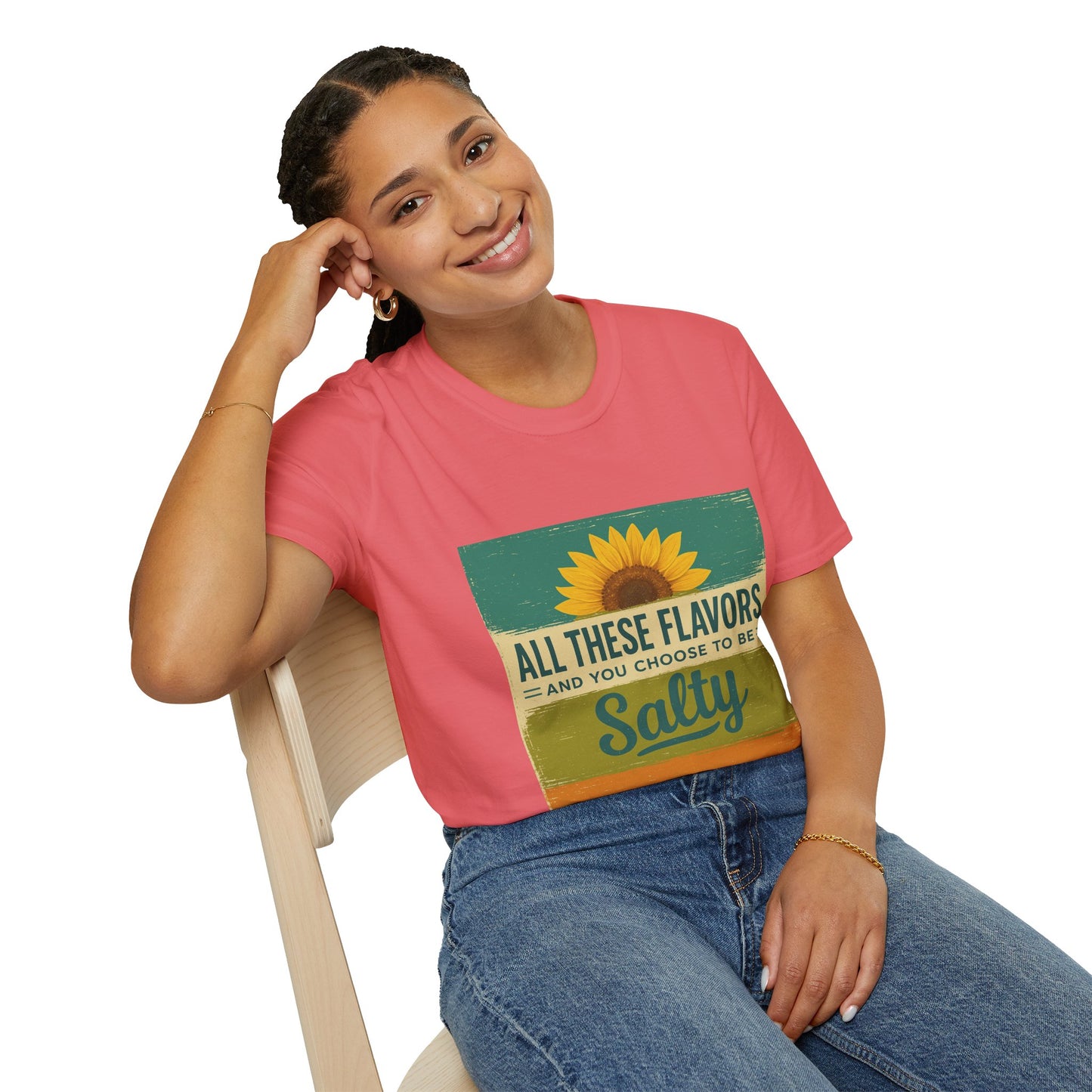 Sunflower Salty T-Shirt: Unisex Softstyle Tee for Sunshine Lovers, Casual Wear, Birthday Gift, Summer Vibes, Relaxed Style