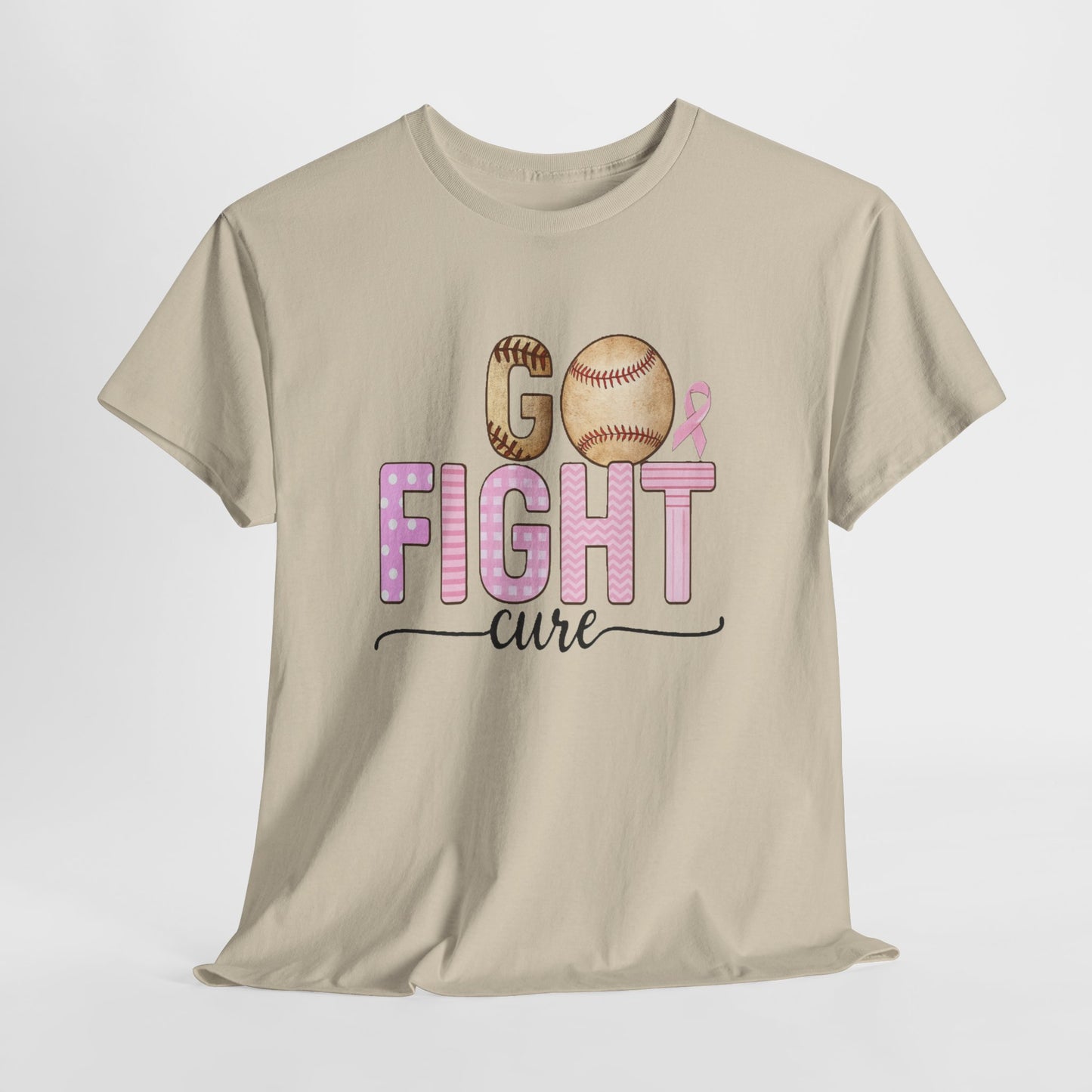 Go Fight Cure Baseball Pink Ribbon Awareness Tee