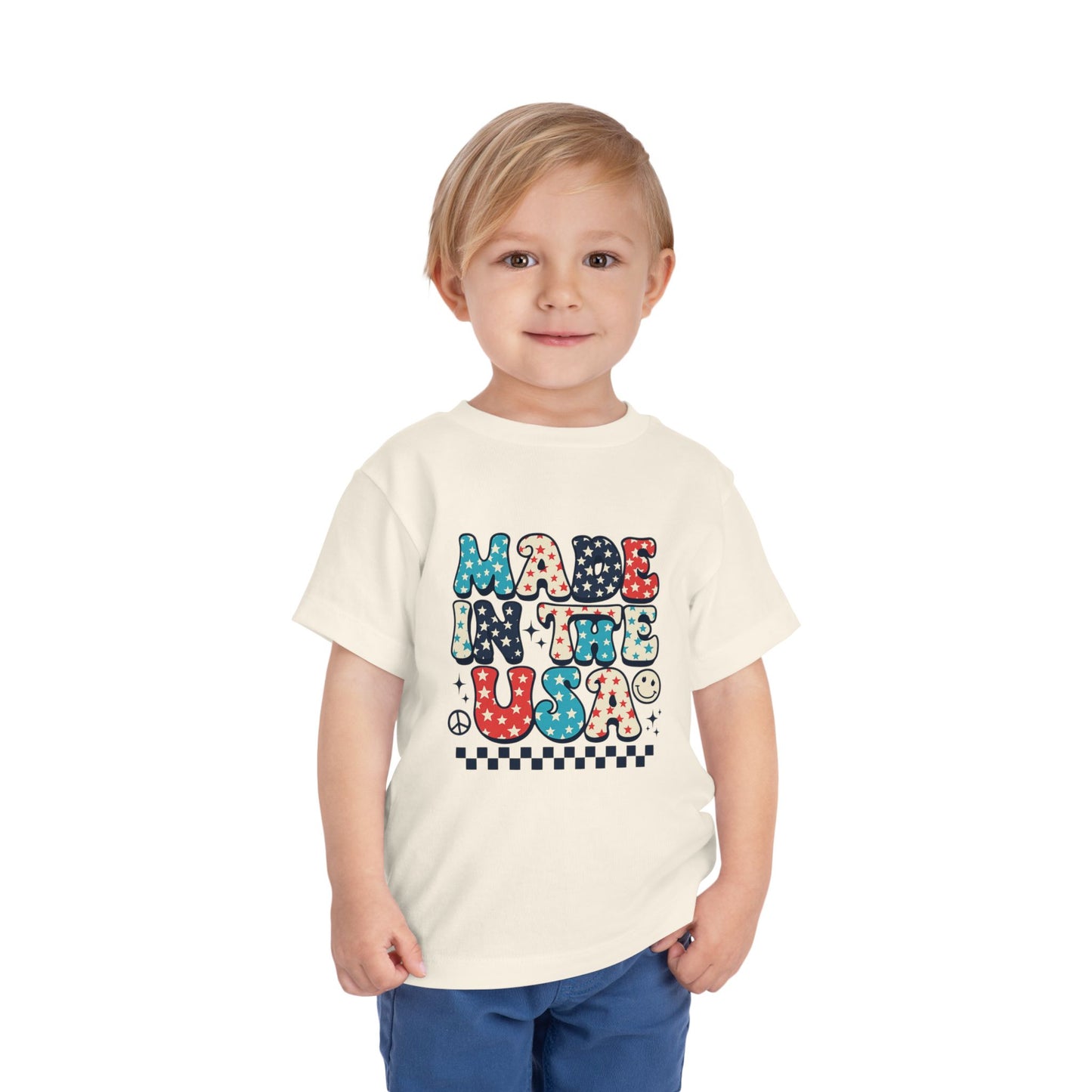 Toddler Tee Vintage Made in USA Retro Smiley Peace Sign Star Design