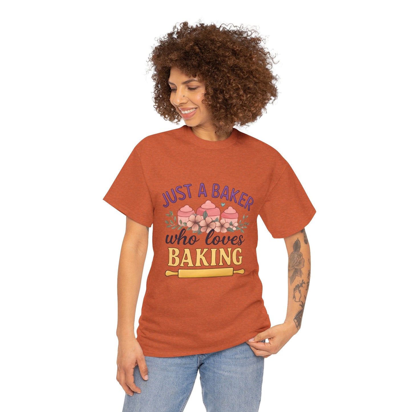 Baking Lover Tee with Cupcake and Rolling Pin Design