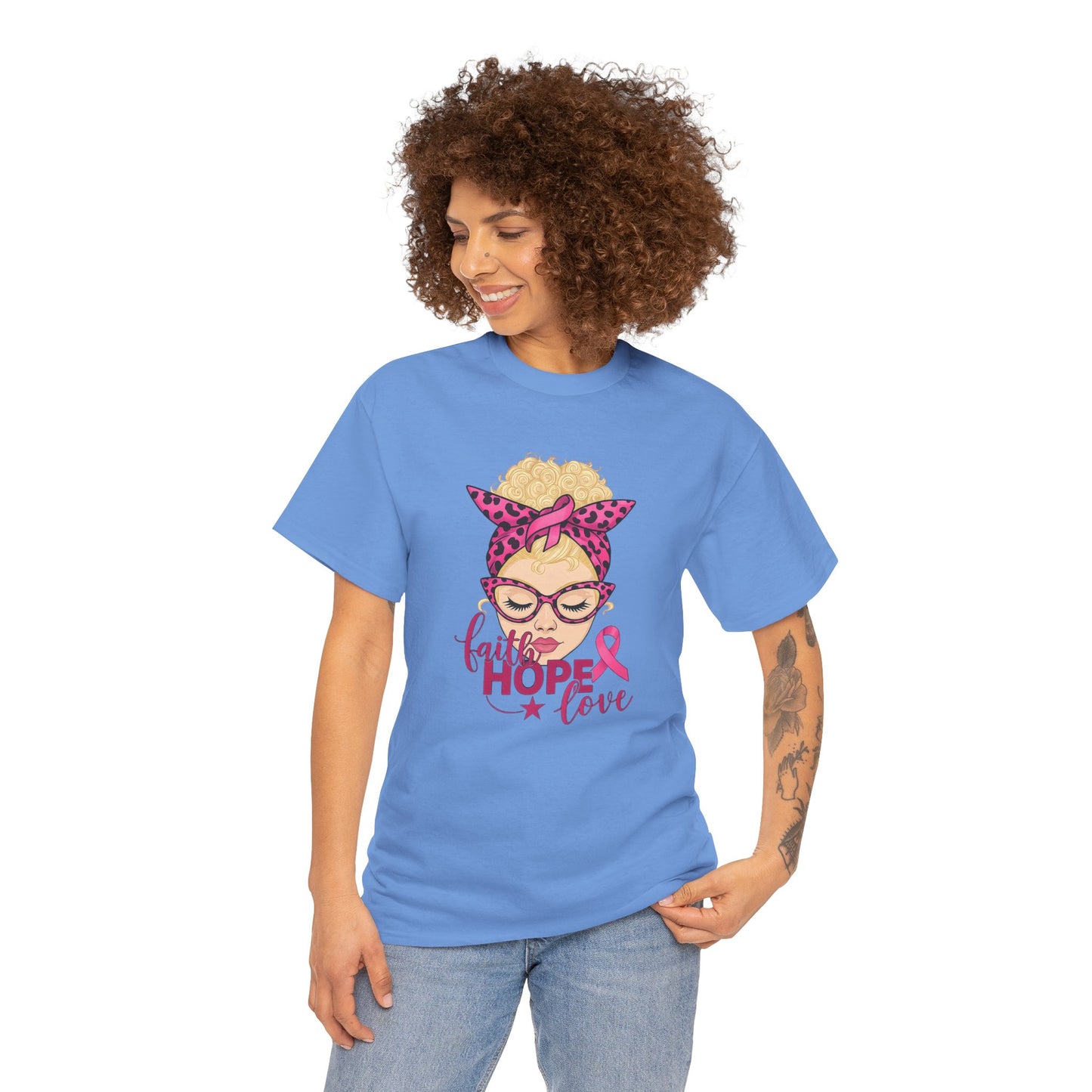 Hope Love Pink Ribbon Tee - Breast Cancer Awareness