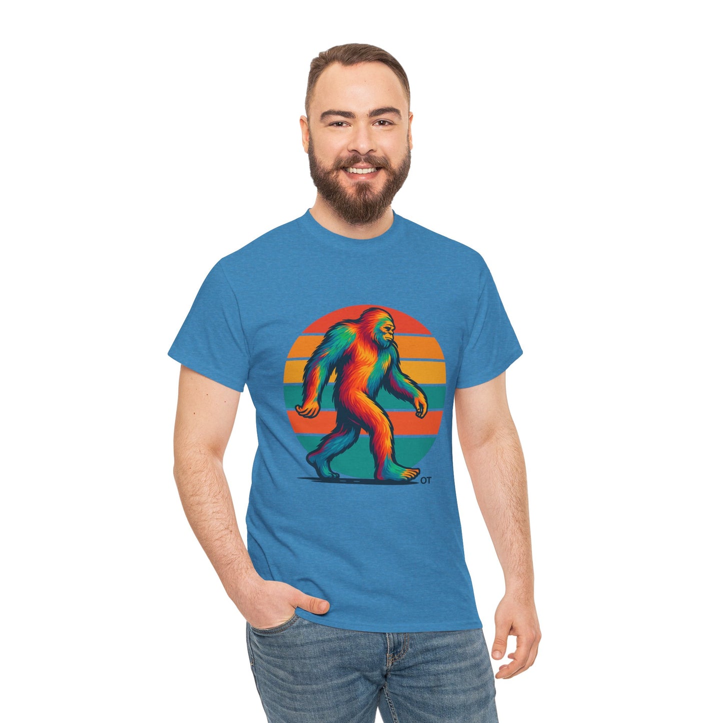 Colorful Bigfoot Unisex T-Shirt, Fun Graphic Tee for Nature Lovers, Perfect for Holidays, Festivals, Camping, Gifts