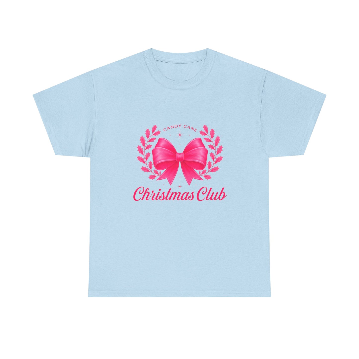 Christmas Tee with Pink Bow and Candy Cane Christmas Club Text