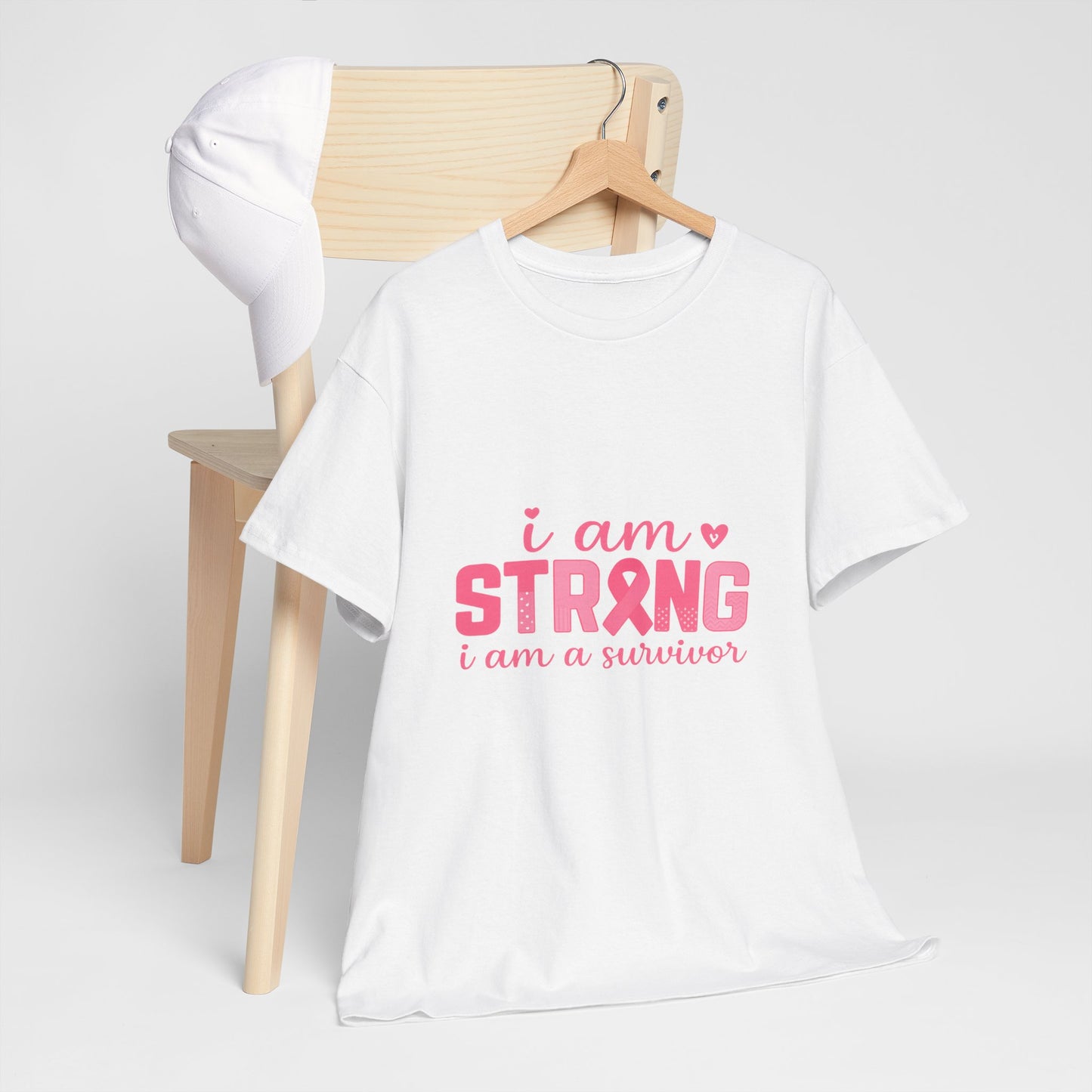 I AM STRONG - Pink Ribbon Breast Cancer Awareness Tee