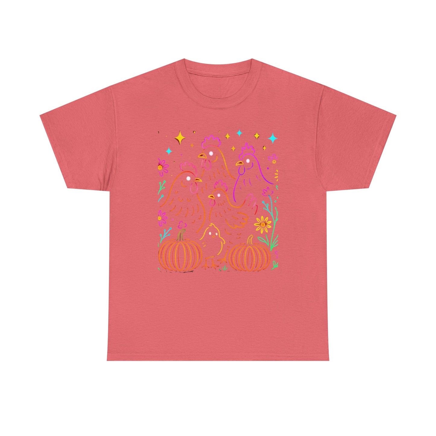 Autumn Glow Chicken Tee – Colorful Farmhouse Pumpkin Shirt