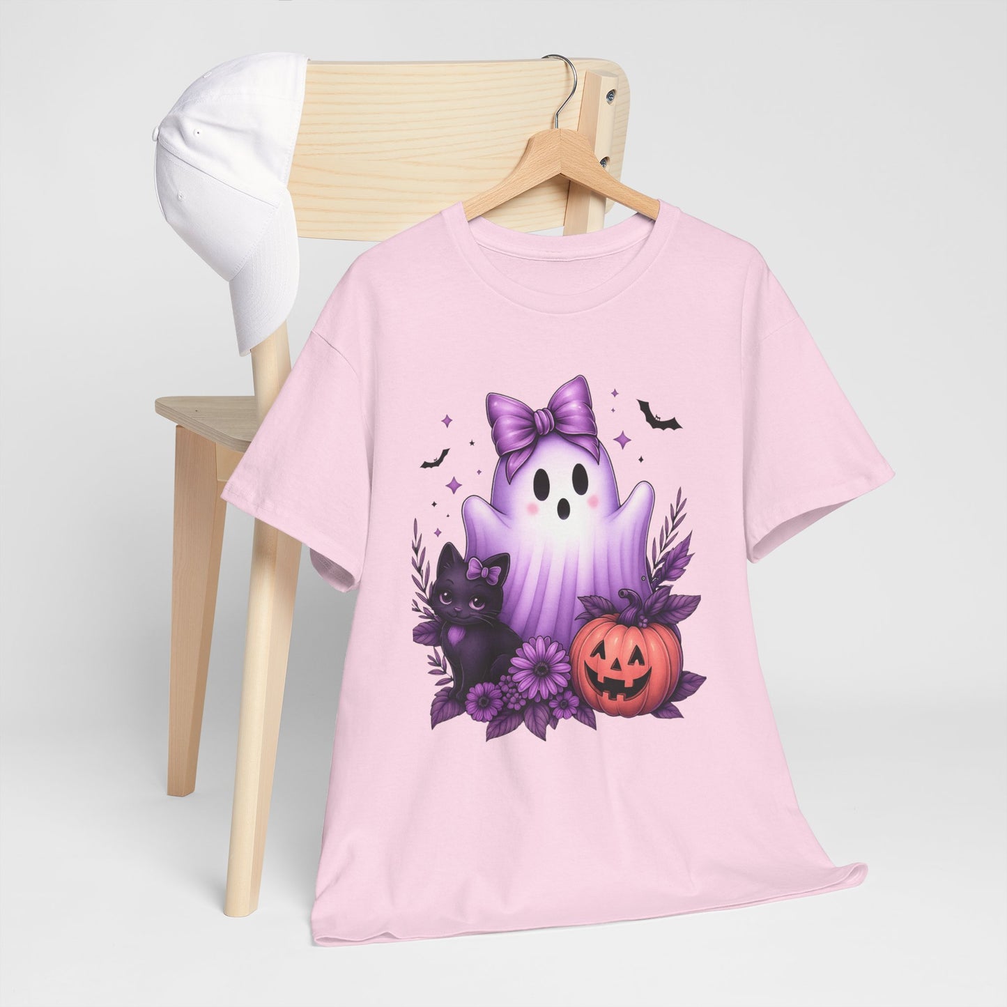 Pastel Halloween Ghost Cat Tee