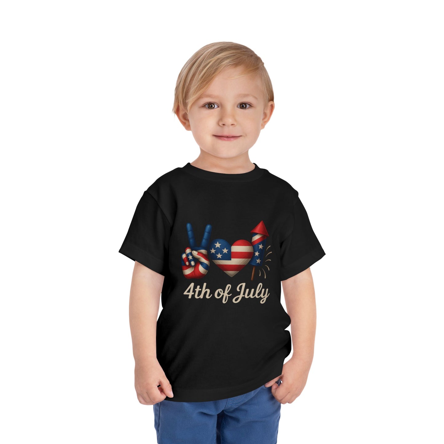 4th of July Peace & Heart Tee: Patriotic Toddler Shirt