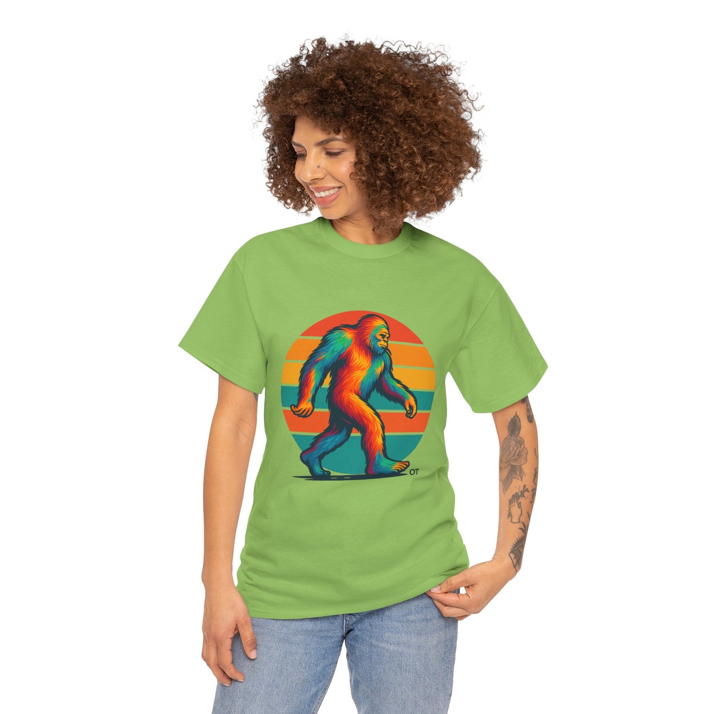 Colorful Bigfoot Unisex T-Shirt, Fun Graphic Tee for Nature Lovers, Perfect for Holidays, Festivals, Camping, Gifts