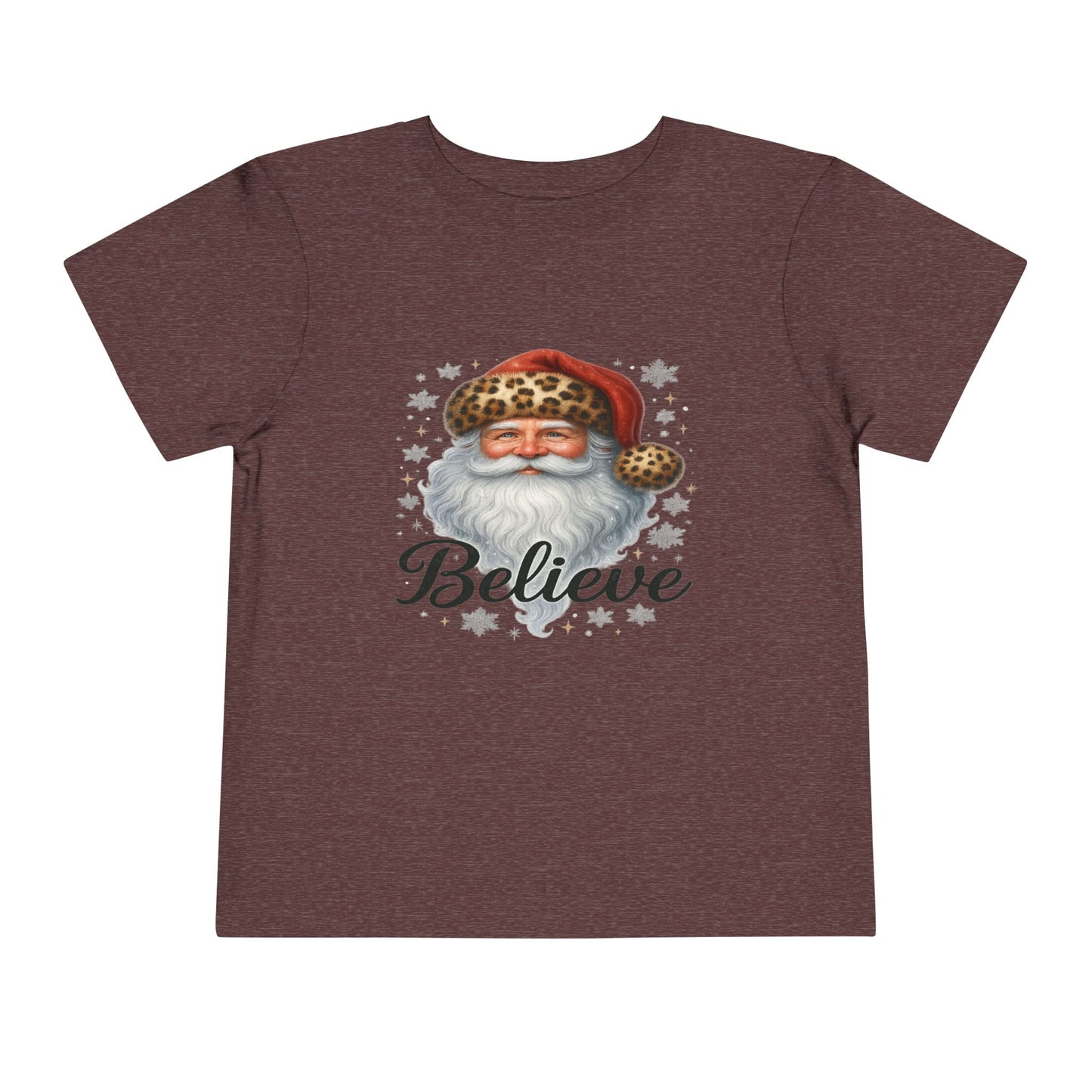 Believe Santa Leopard Print Toddler Christmas Tee