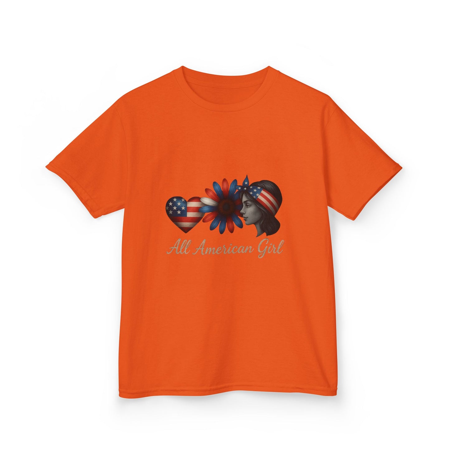 All American Girl Dinosaur Tee - Patriotic Kids Shirt