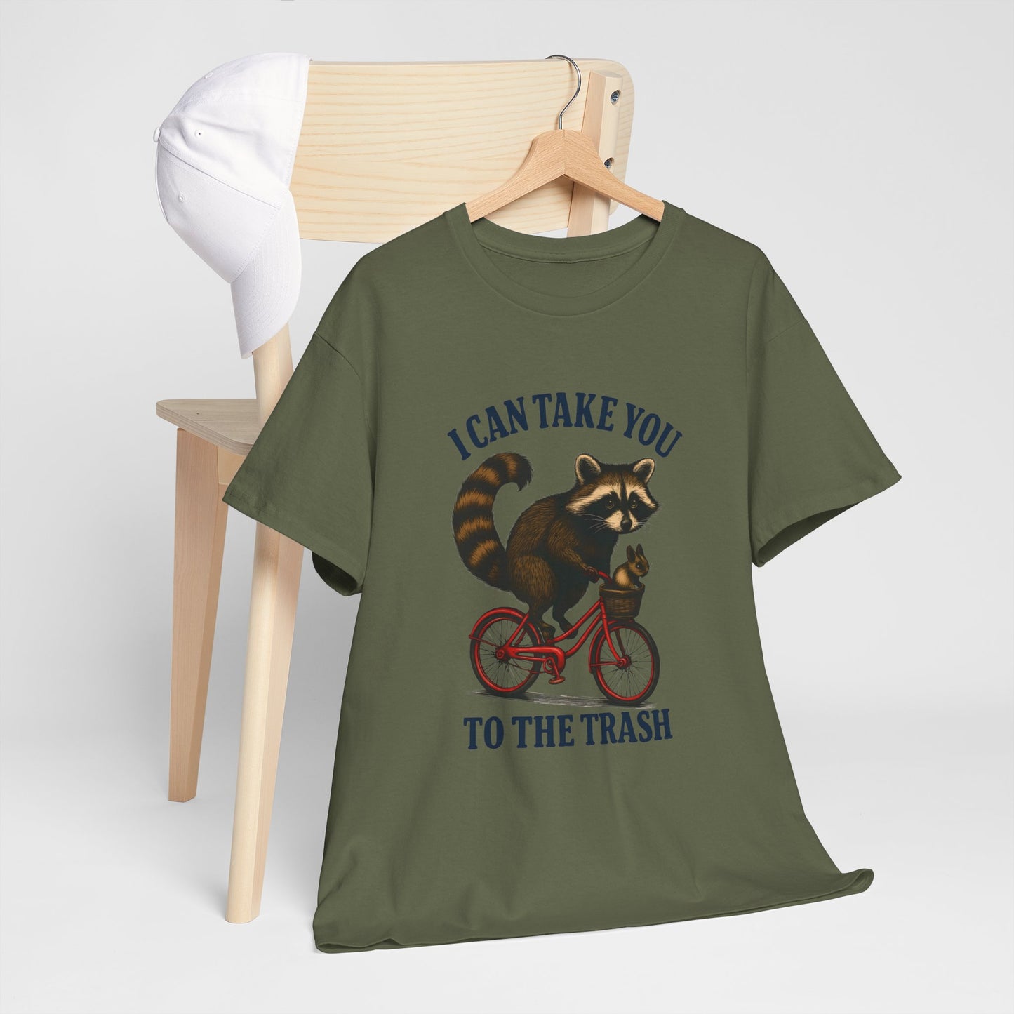 Cotton Tee Vintage Raccoon Bicycle Graphic Shirt