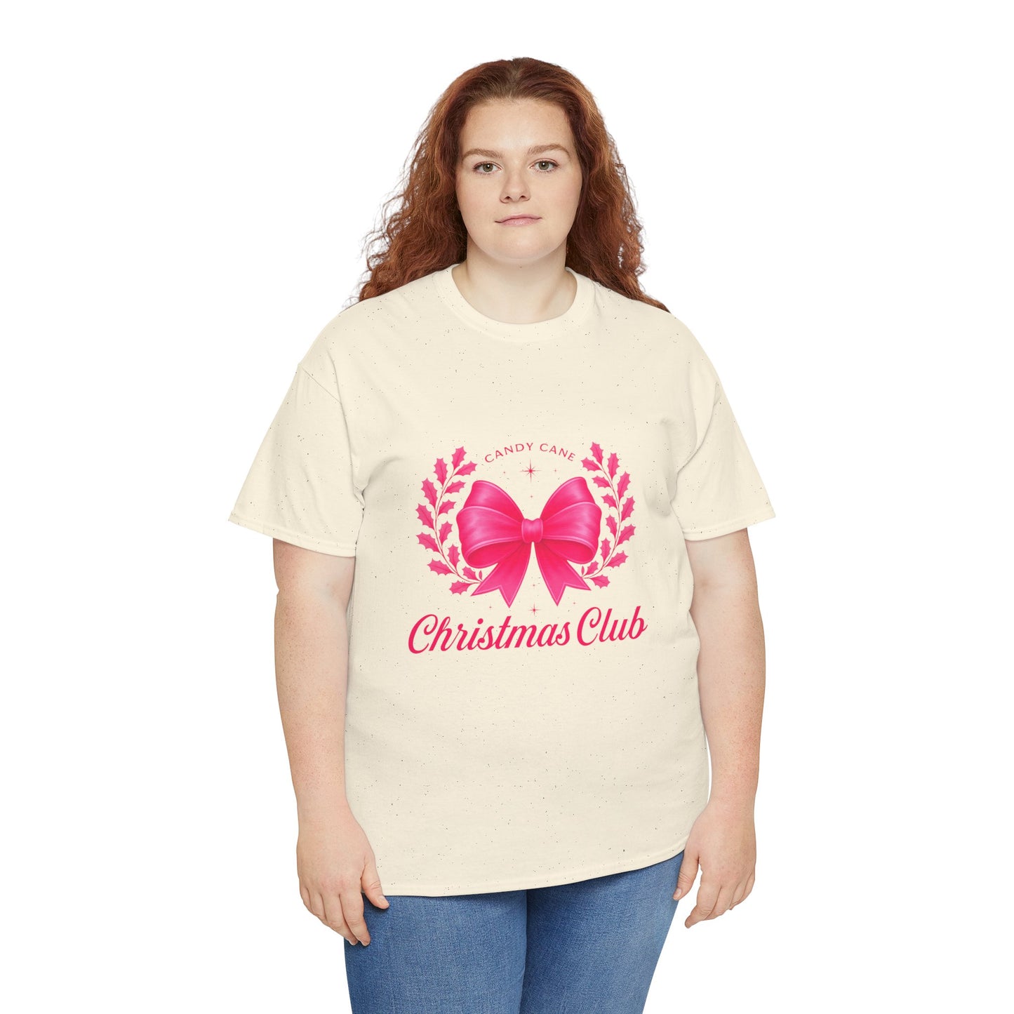 Christmas Tee with Pink Bow and Candy Cane Christmas Club Text