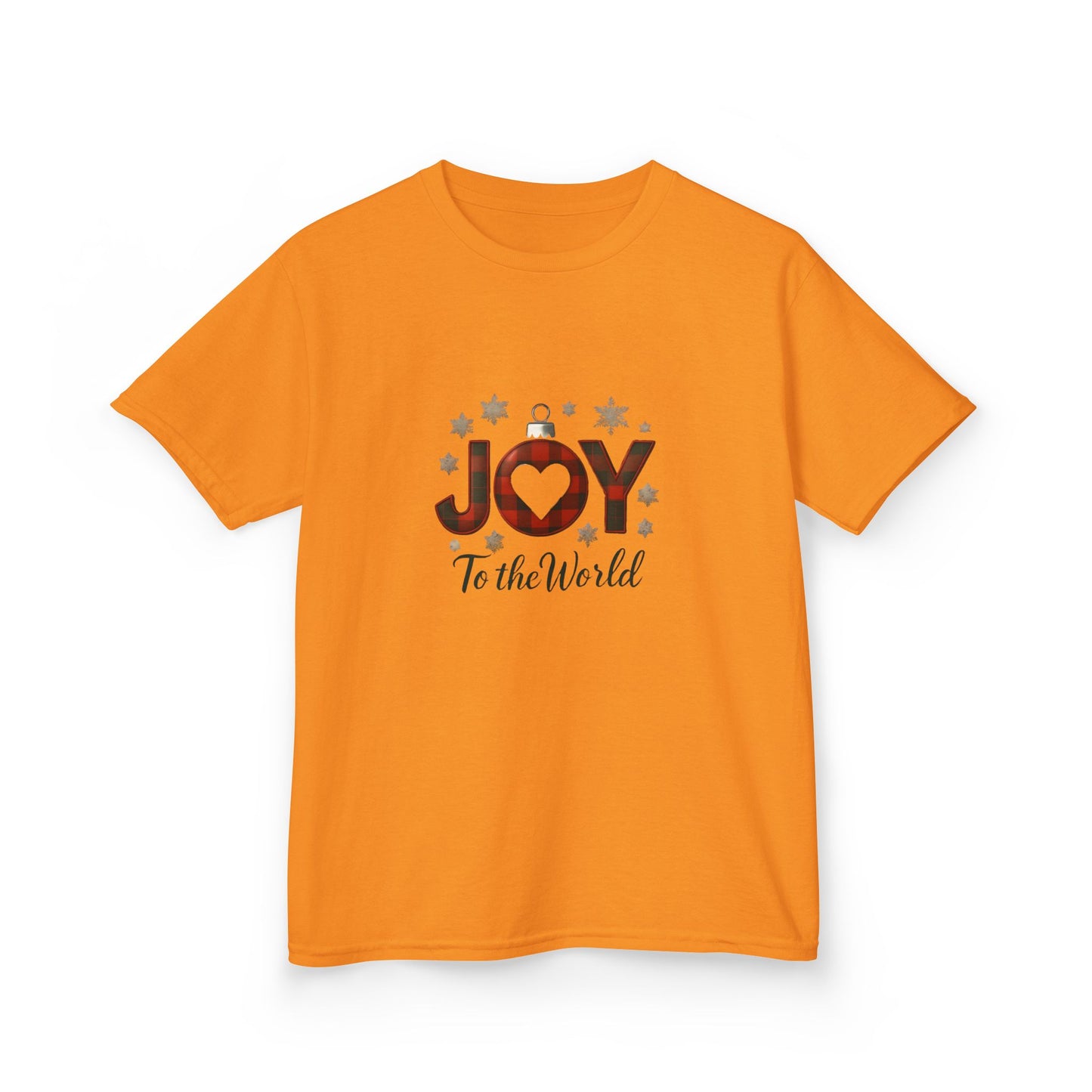 JOY Dinosaur Christmas Tee - Plaid Ornament Dino Shirt