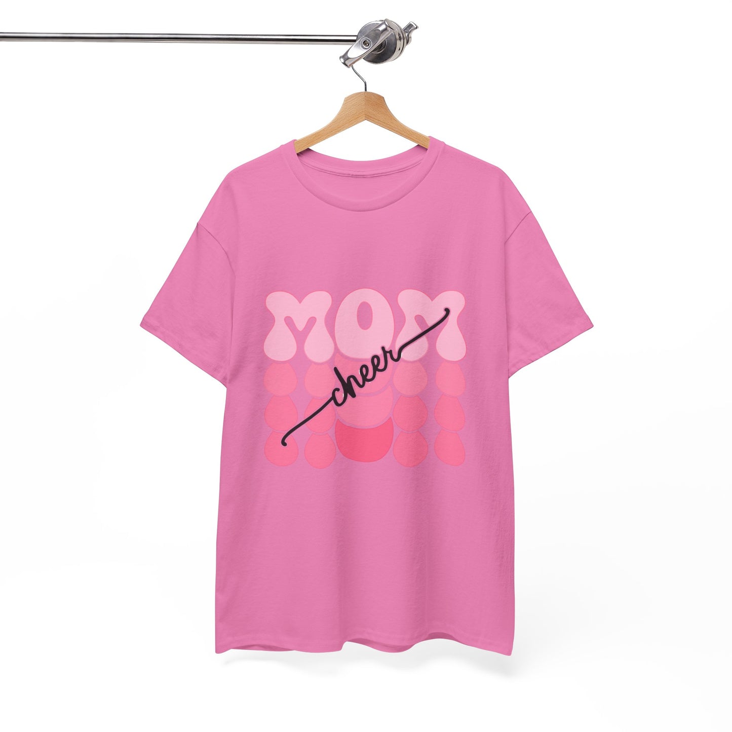 MOM Cheer – Pink Bubble Letter Spirit Tee