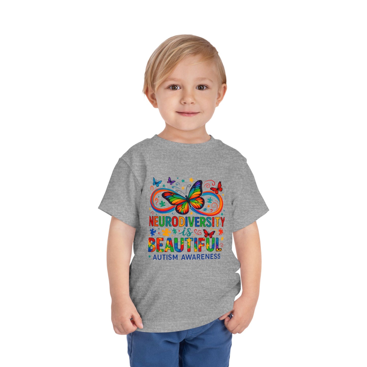 Toddler Tee - Neurodiversity is Beautiful Butterfly Rainbow Puzzle Piece Tee