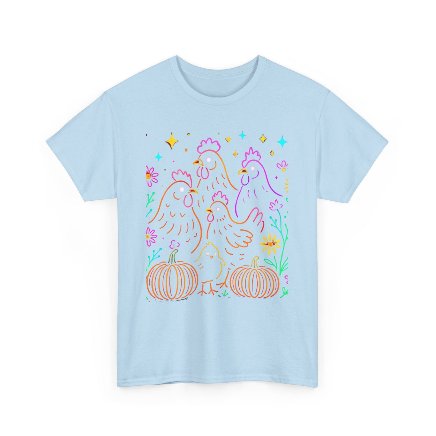 Autumn Glow Chicken Tee – Colorful Farmhouse Pumpkin Shirt
