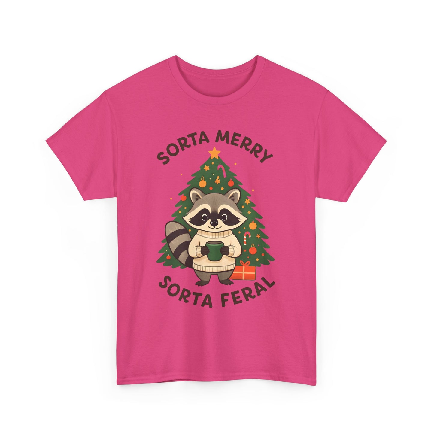 Sorta Merry Sorta Feral Raccoon Christmas Tee