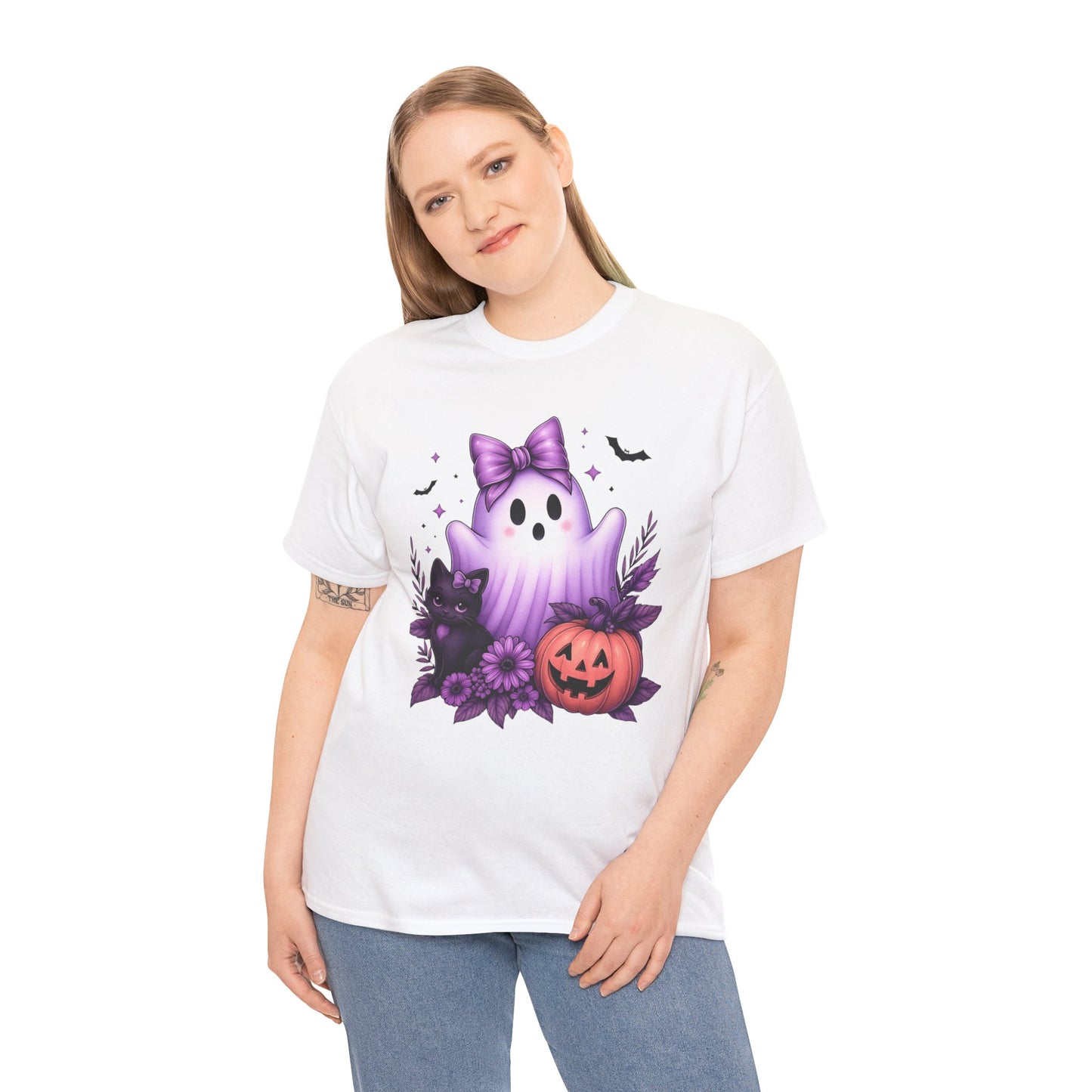 Pastel Halloween Ghost Cat Tee