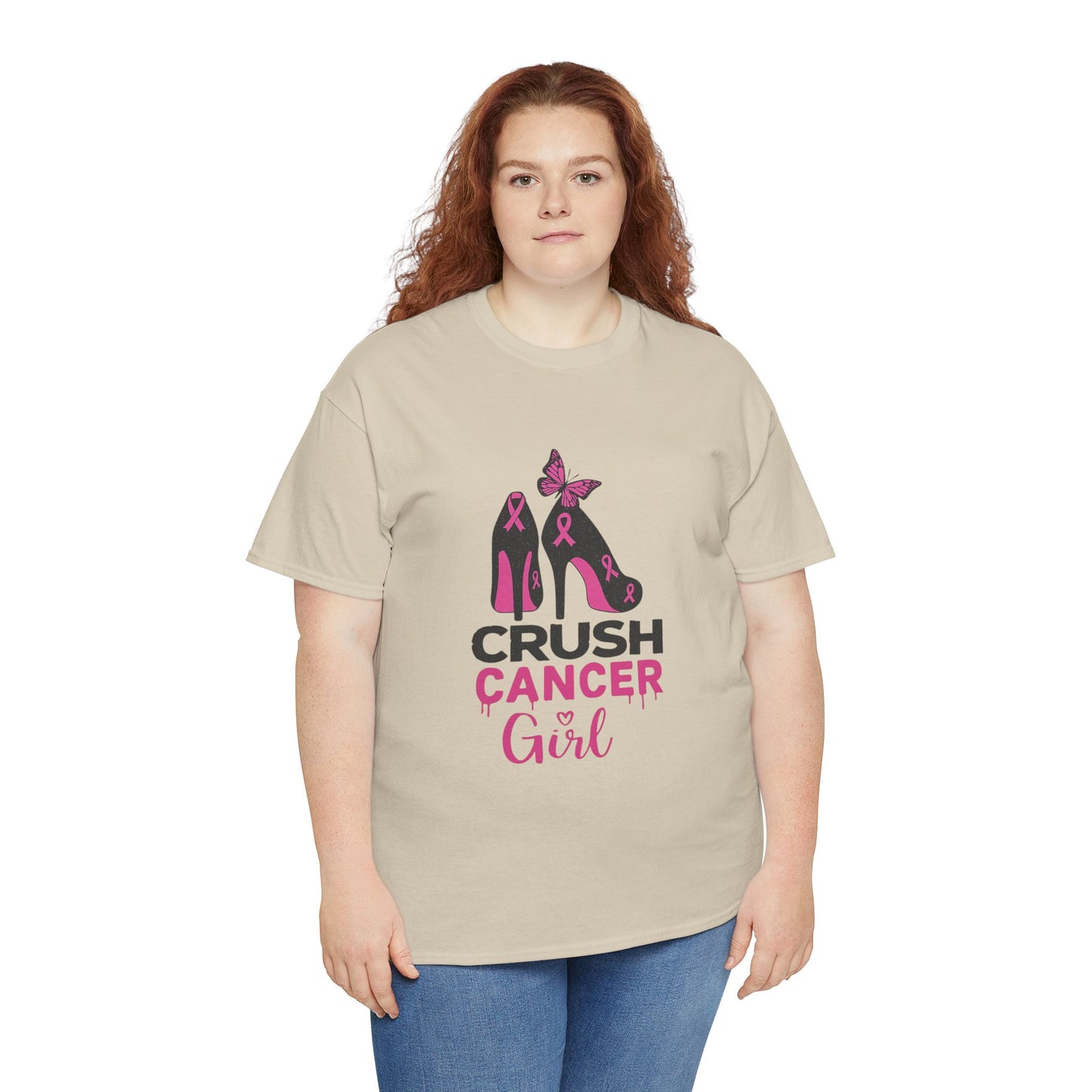 Crush Cancer Girl Tee: High Heels, Pink Ribbon, Hope
