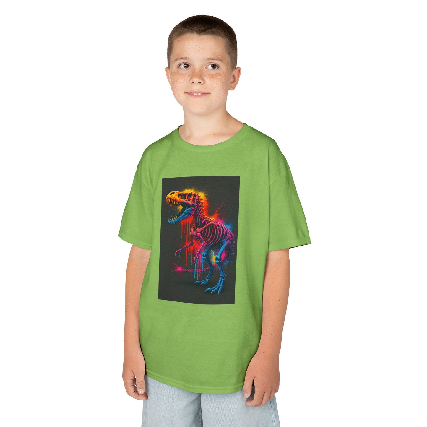 Kids Dinosaur Glow Tee, Fun Kids T-Shirt, Dino Shirt for Kids, Birthday Gift, Unique Kids Clothing, Animal Lover Apparel
