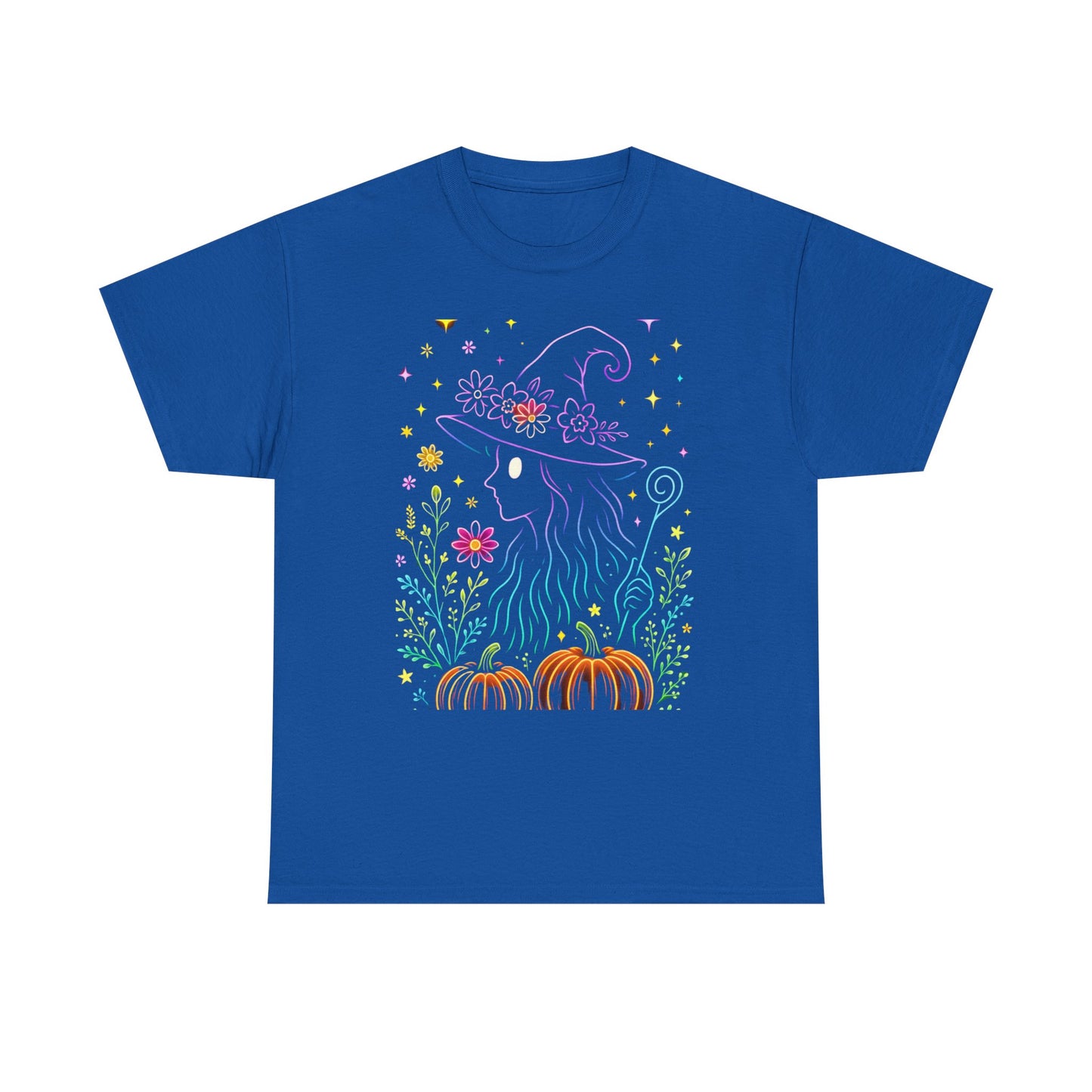 🌙 Whimsical Witch Cat Tee – Magical Halloween Pumpkin Shirt