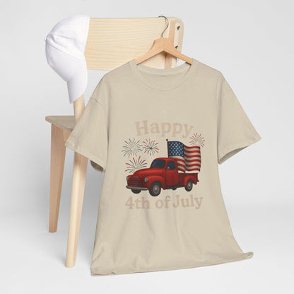 🚙 Happy 4th of July Truck Tee – Patriotic Vintage Pickup Shirt