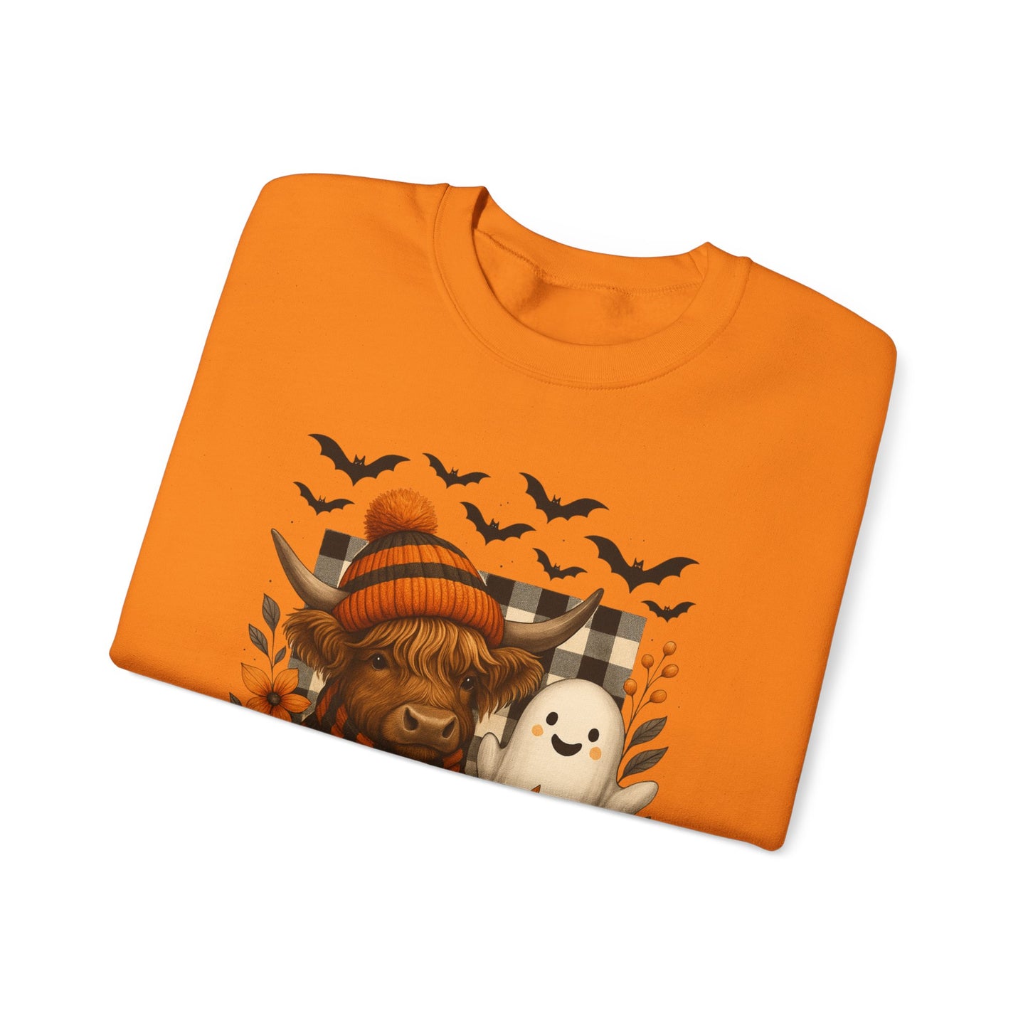 Happy Halloween Cow & Ghost Crewneck Sweatshirt