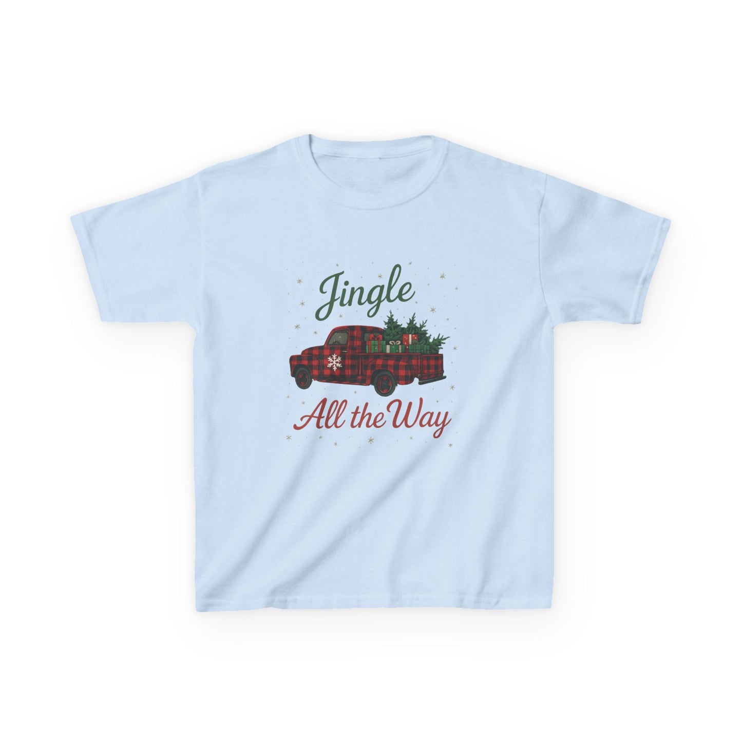 Jingle All The Way Dino Truck Kids Christmas Tee