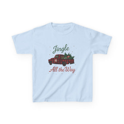 Jingle All The Way Dino Truck Kids Christmas Tee