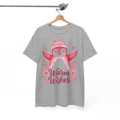 Warm Wishes Pink Penguin Tee - Holiday Tee