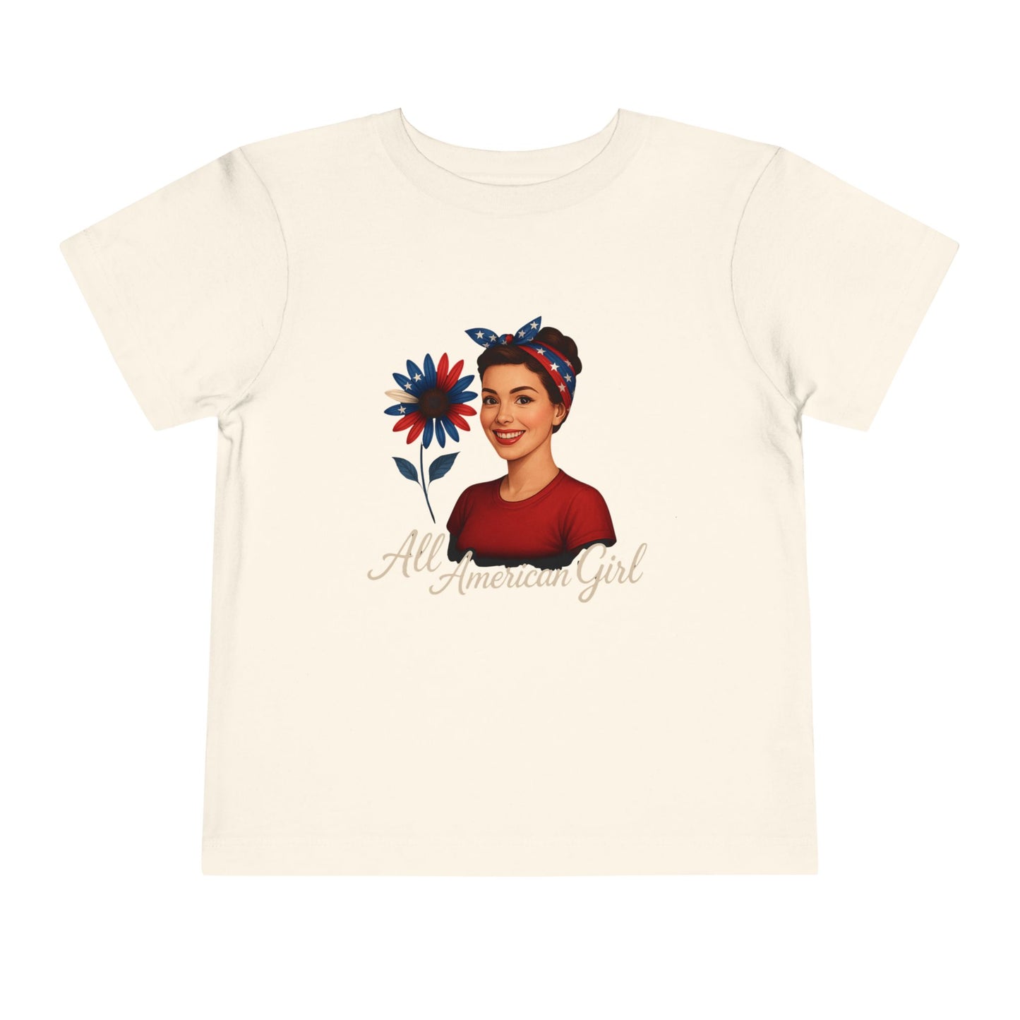Toddler Tee All American Girl Patriotic Floral Shirt