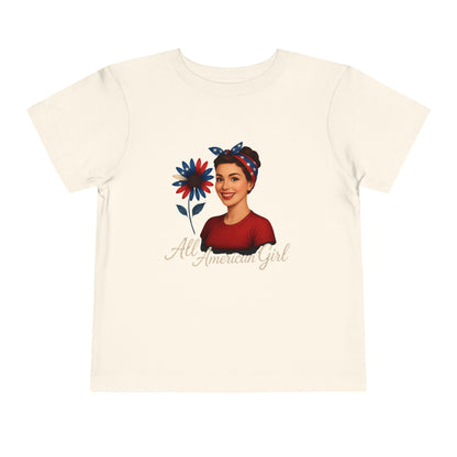 Toddler Tee All American Girl Patriotic Floral Shirt